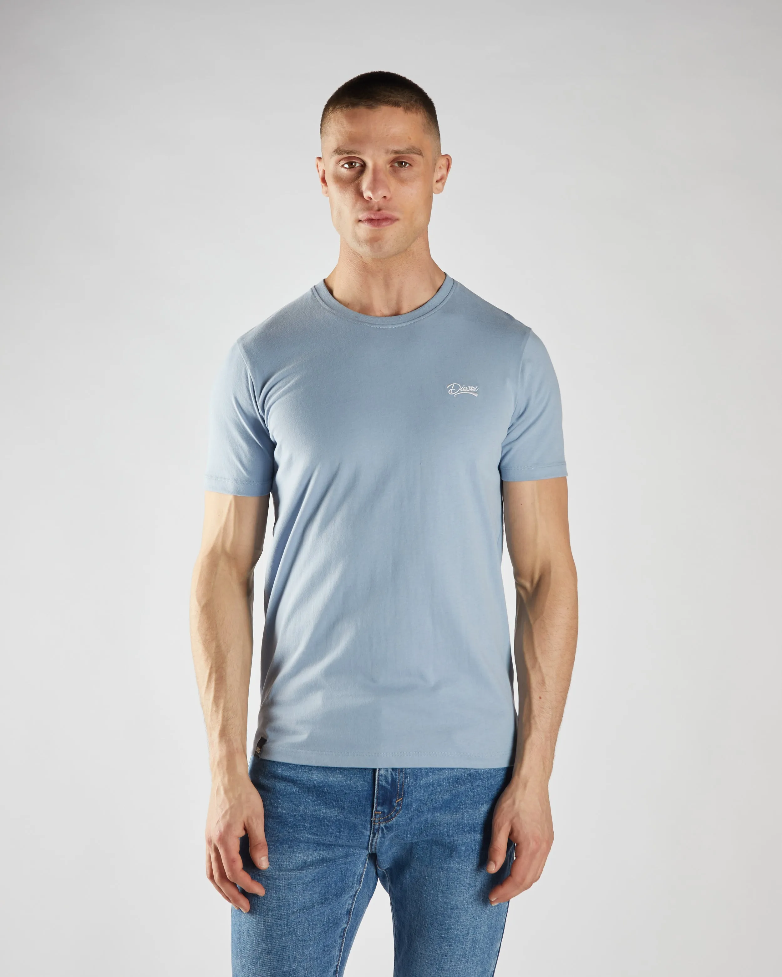 Basic Caden O Neck Tee Cielo Blue