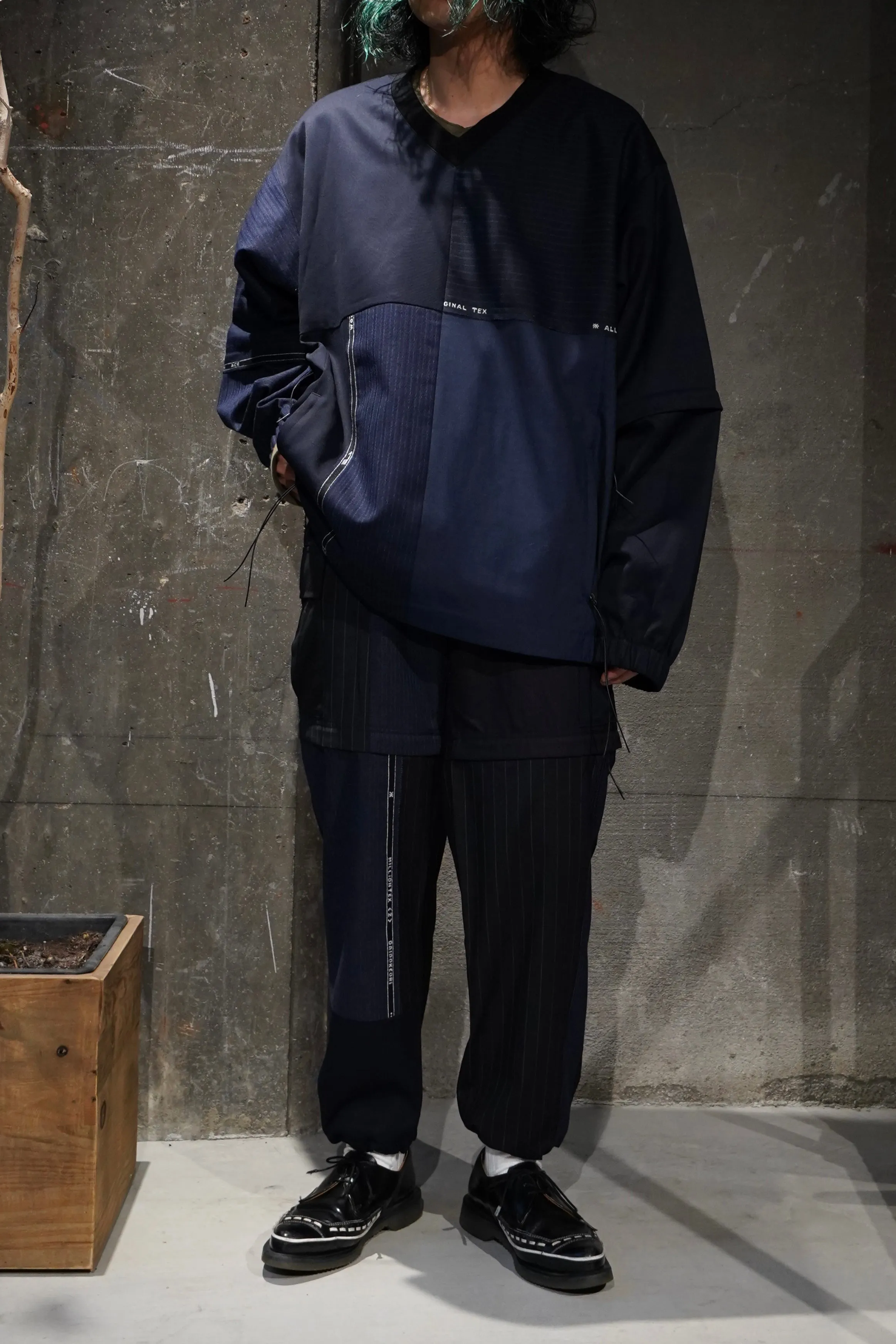 Children of the discordance DEAD STOCK WOOL PATCHWORK TROUSERS(NAVY)
