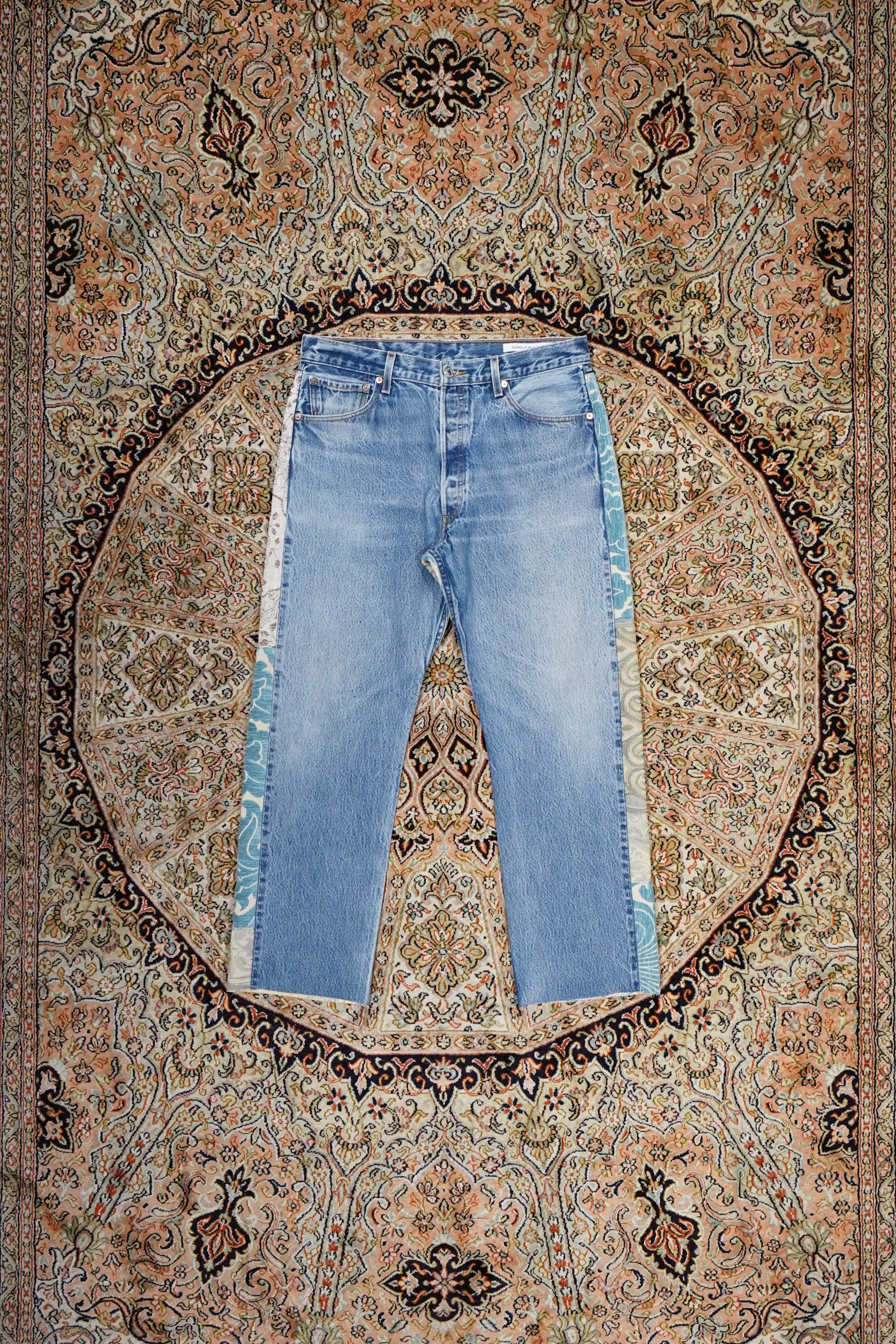 Children of the discordance DEADSTOCK CURTAIN PATCHWORK JEANS (BLUE)??