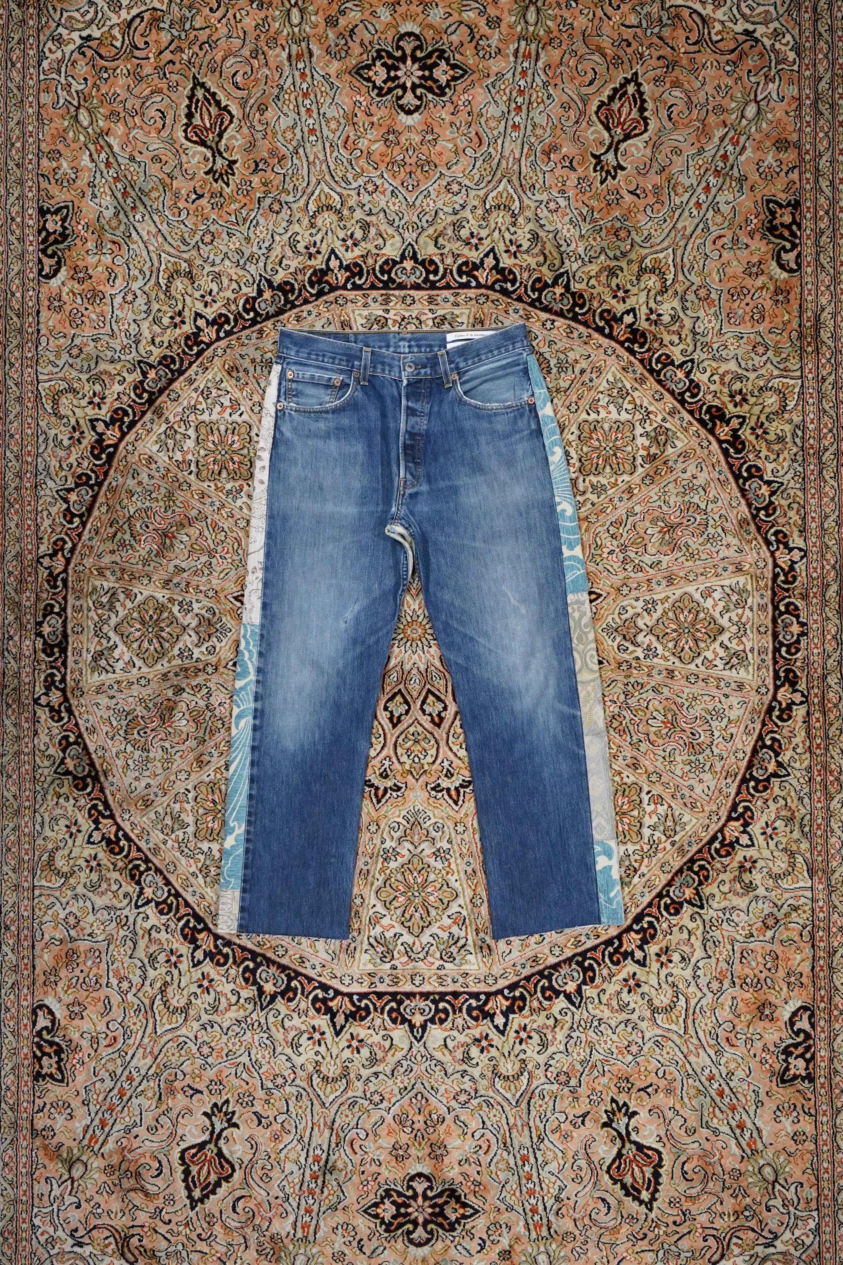 Children of the discordance DEADSTOCK CURTAIN PATCHWORK JEANS (BLUE)??