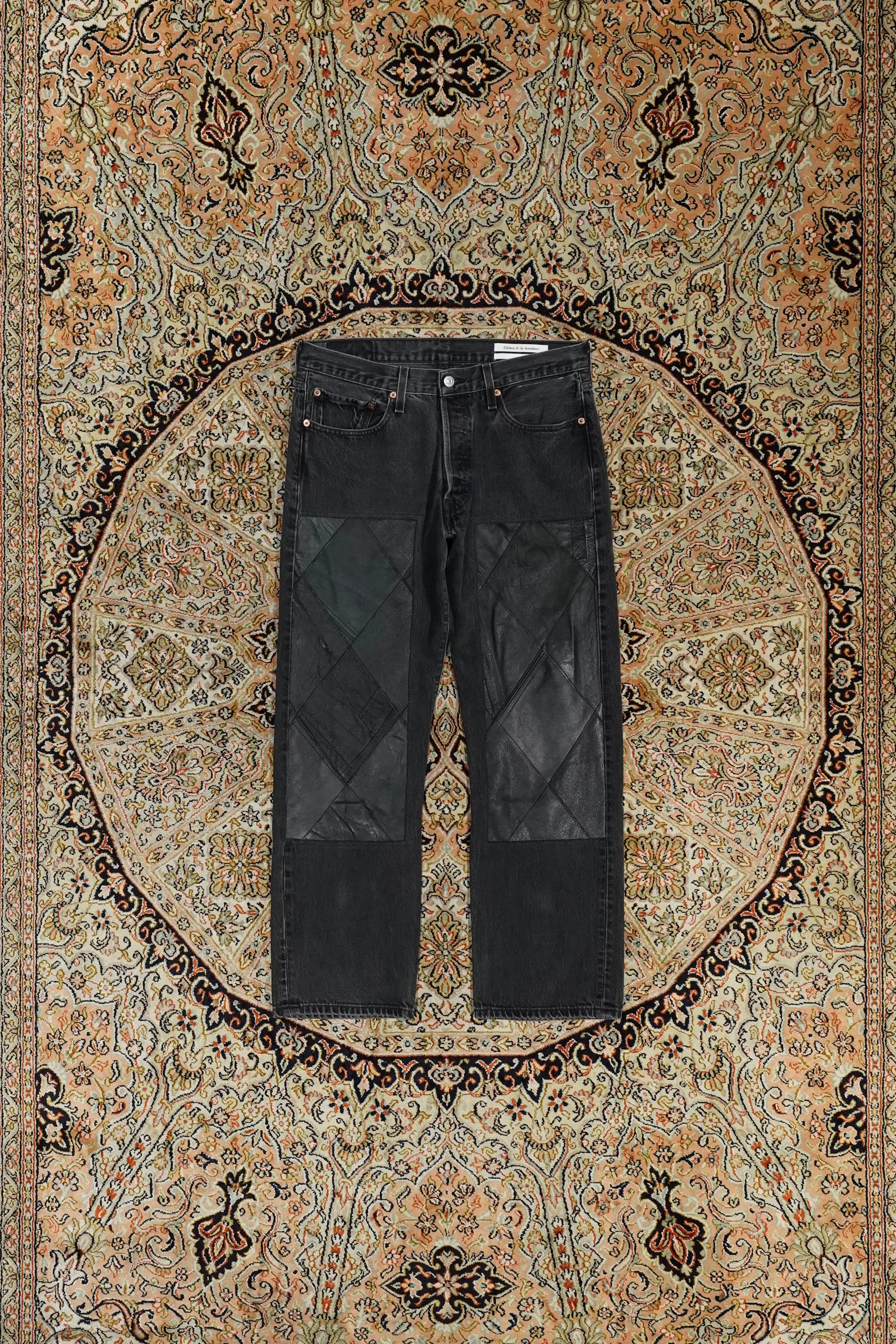 Children of the discordance NY LEATHER PATCHWORK DENIM (BLACK)??