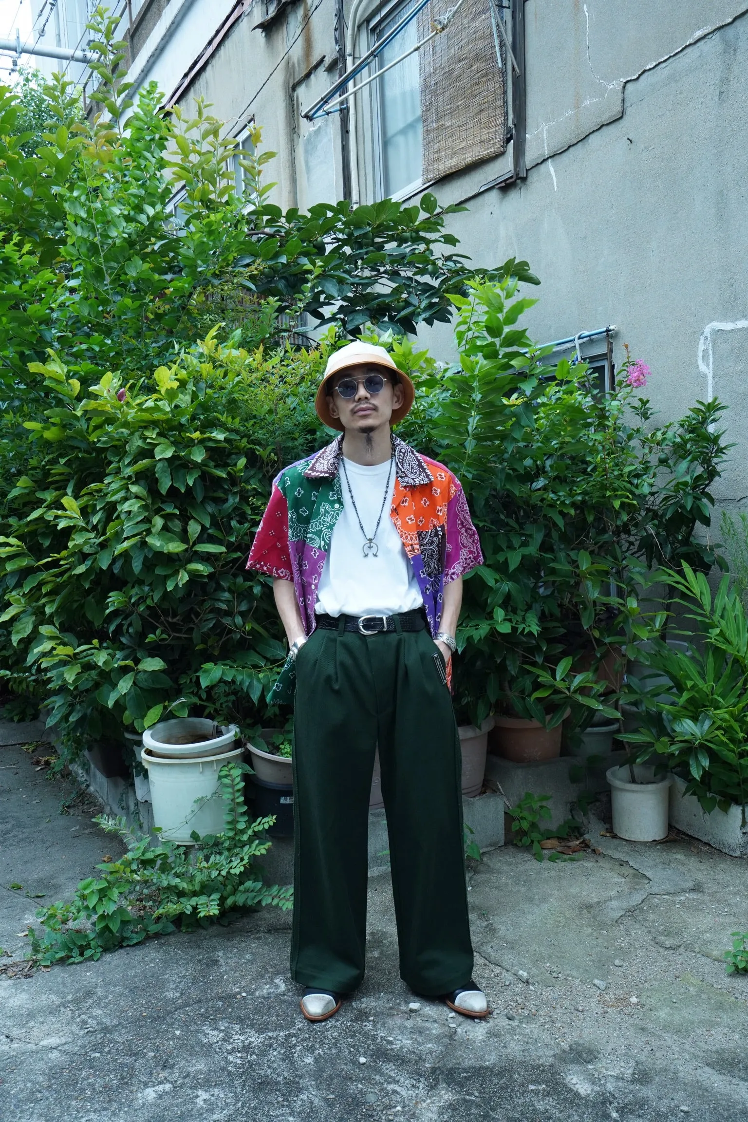 Children of the discordance SELVAGE TROUSERS(GREEN)