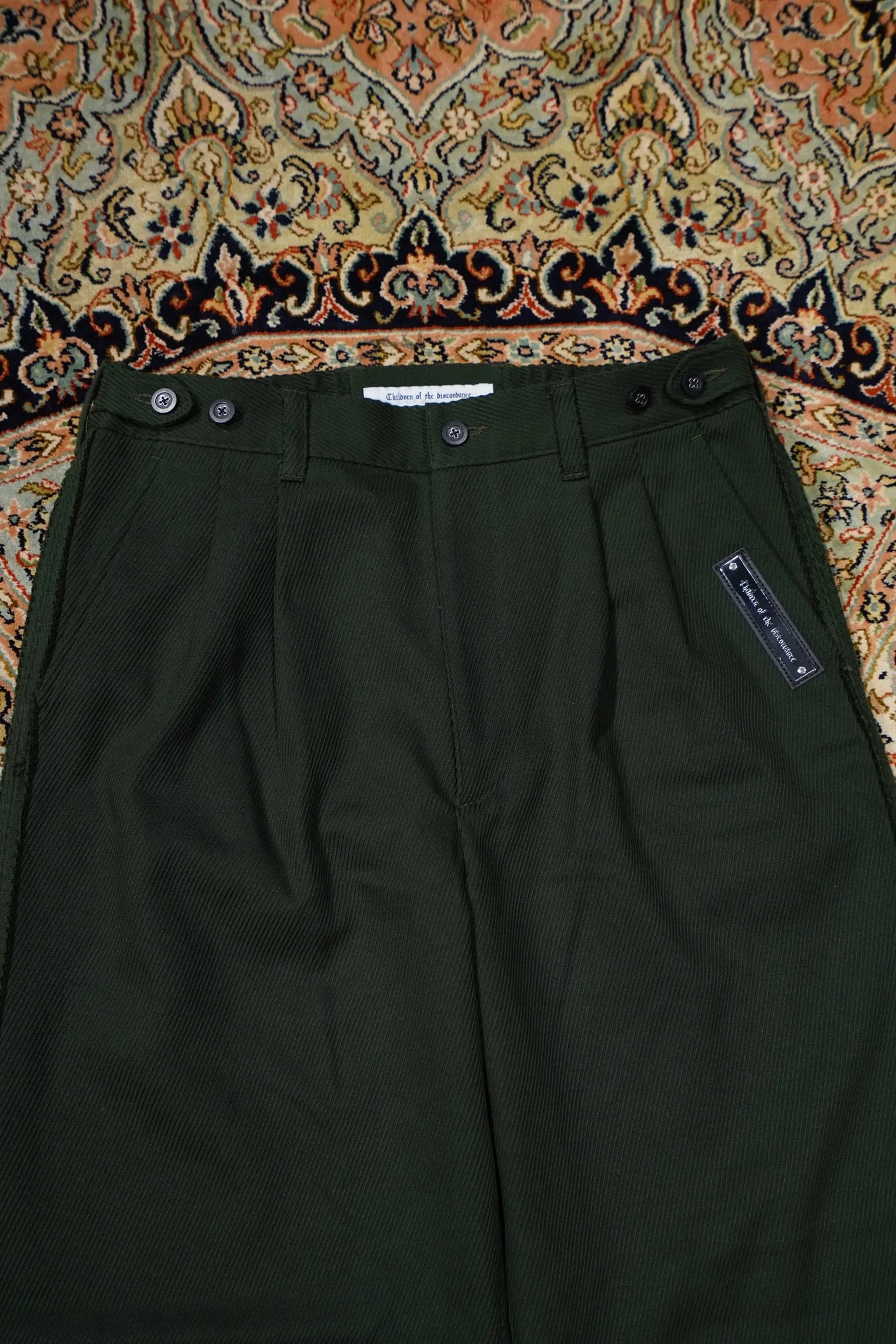 Children of the discordance SELVAGE TROUSERS(GREEN)
