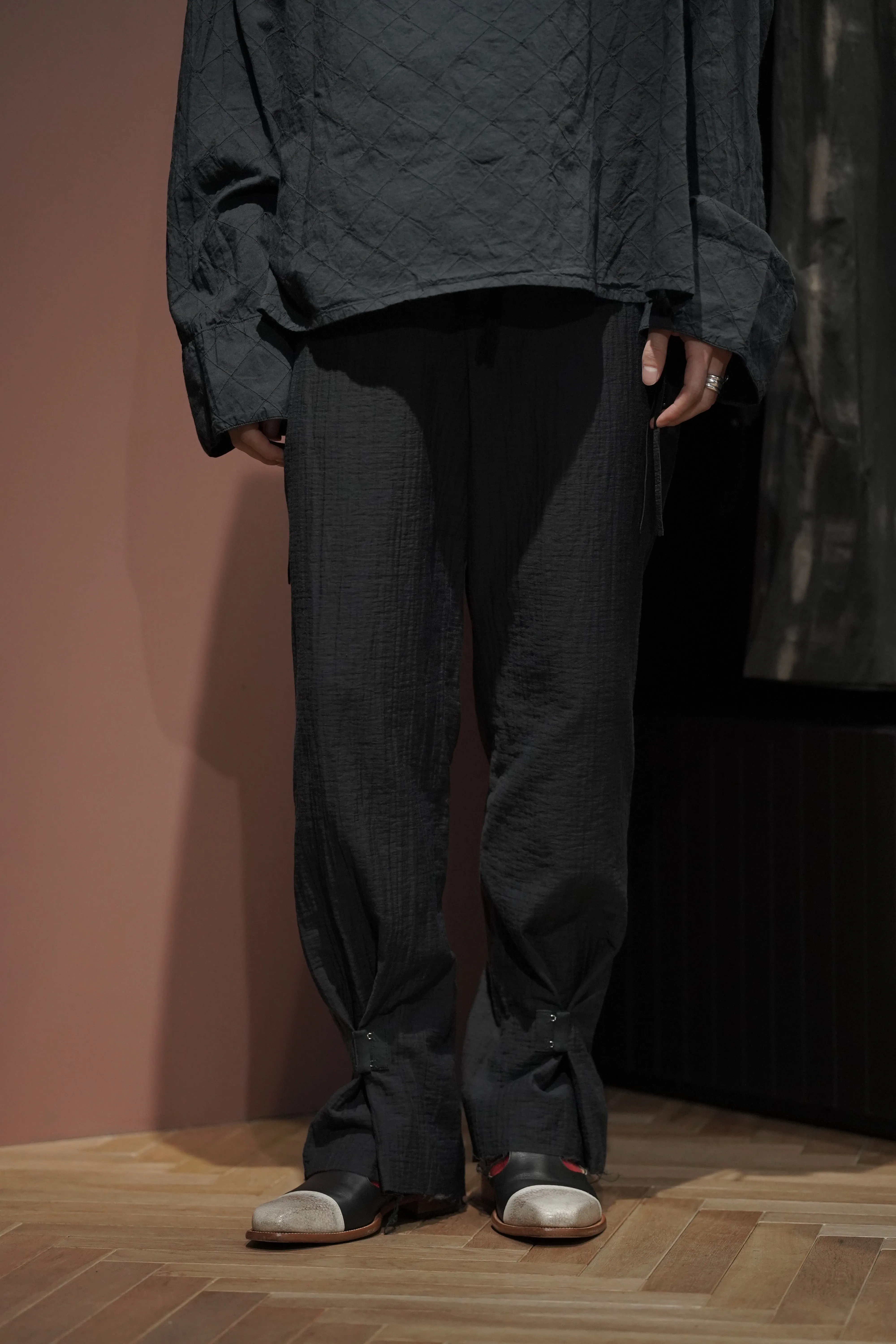 Fujimoto Cratered Triple Cloth Trousers (Black)