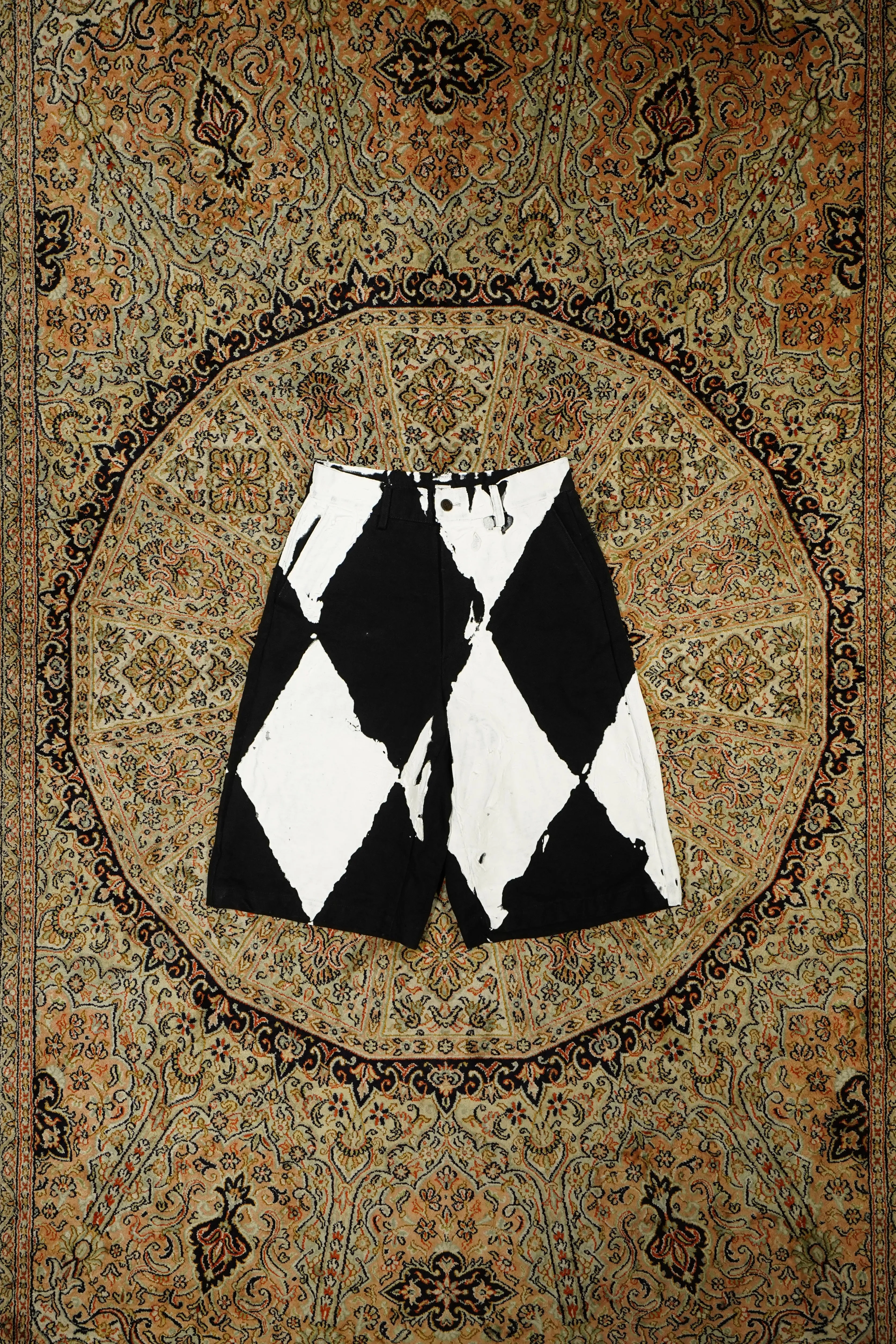 Fujimoto Printed Dia Wide Shorts (Black)