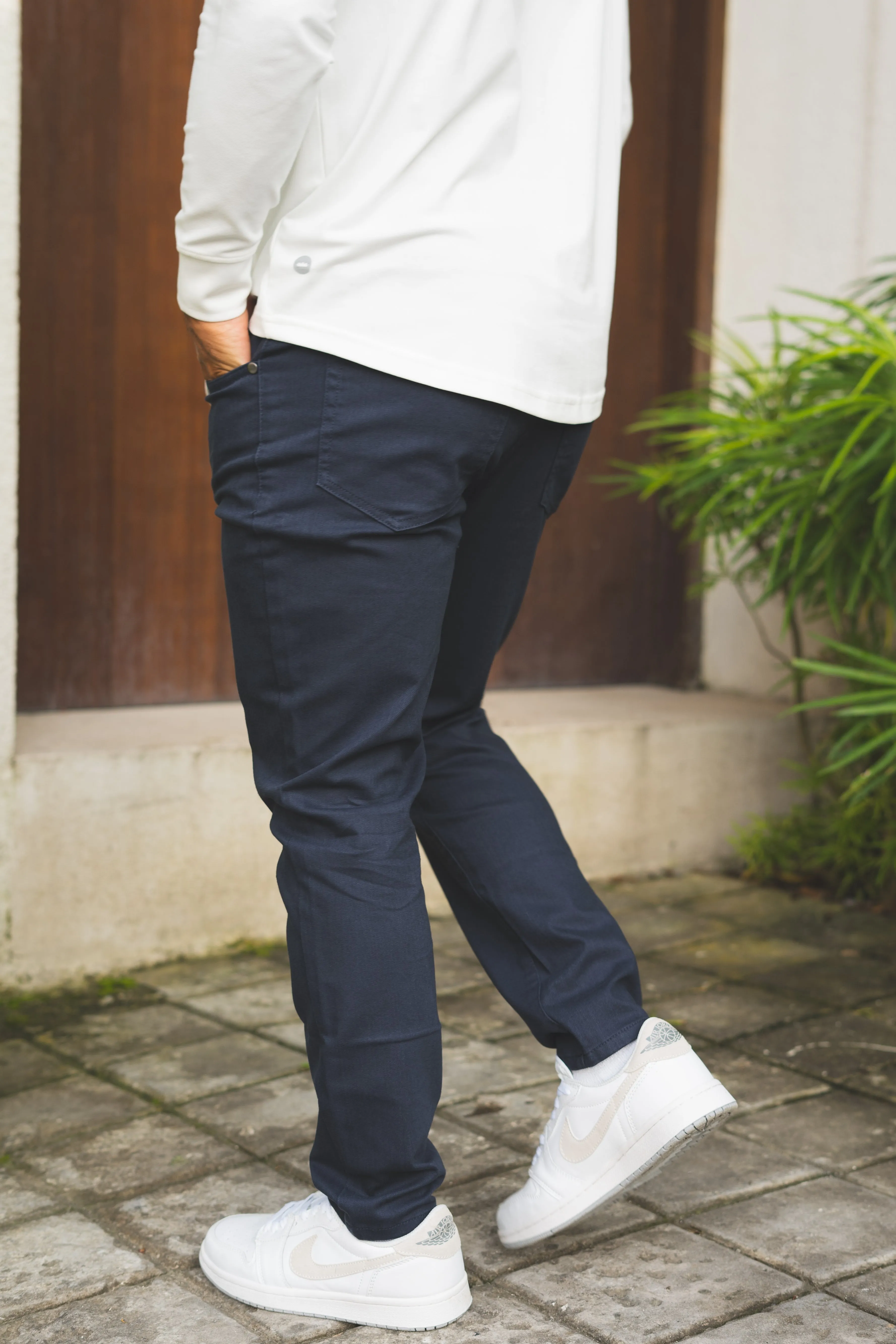 Garment Dyed Stretch Jeans Deep Sea