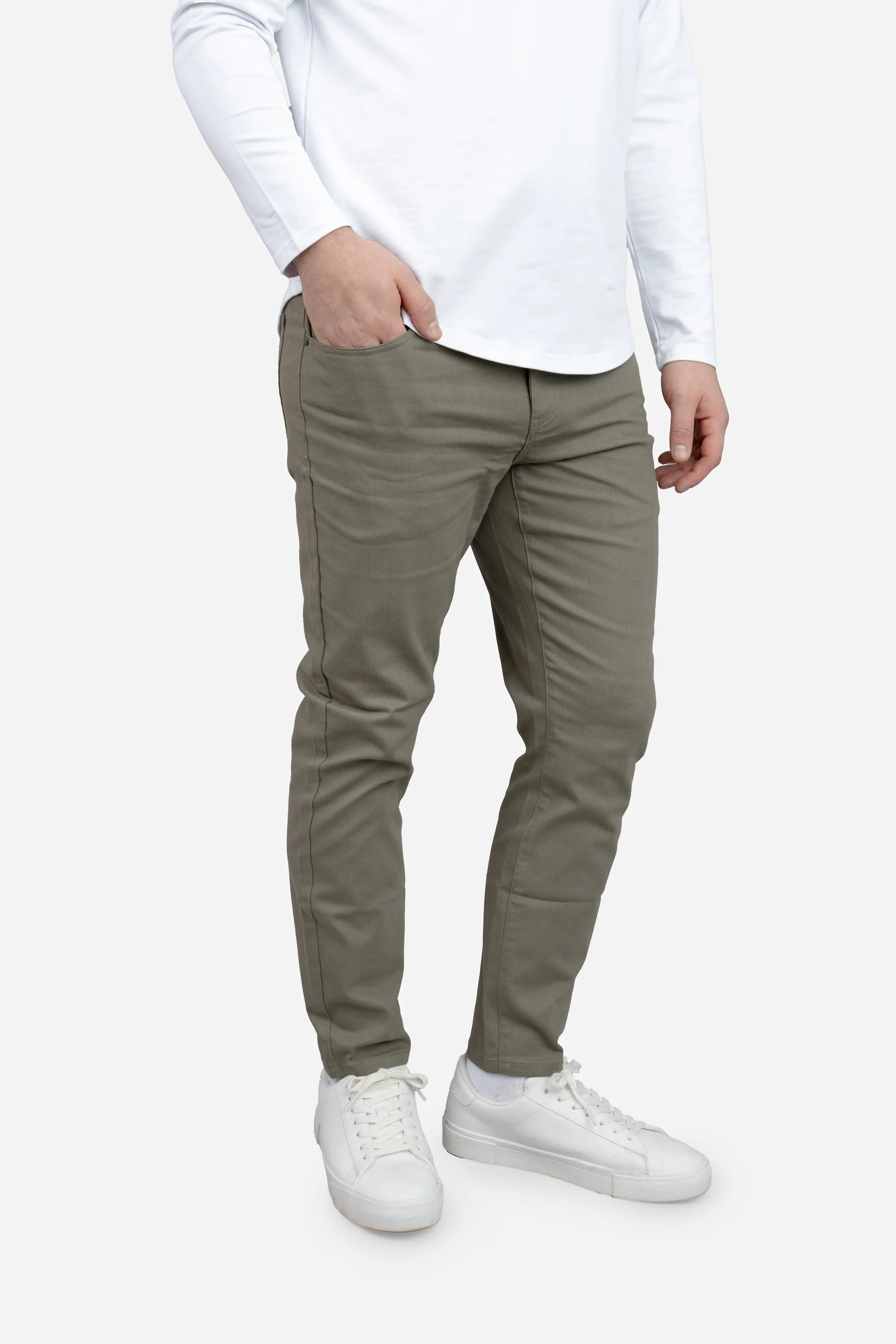 Garment Dyed Stretch Jeans Kelp