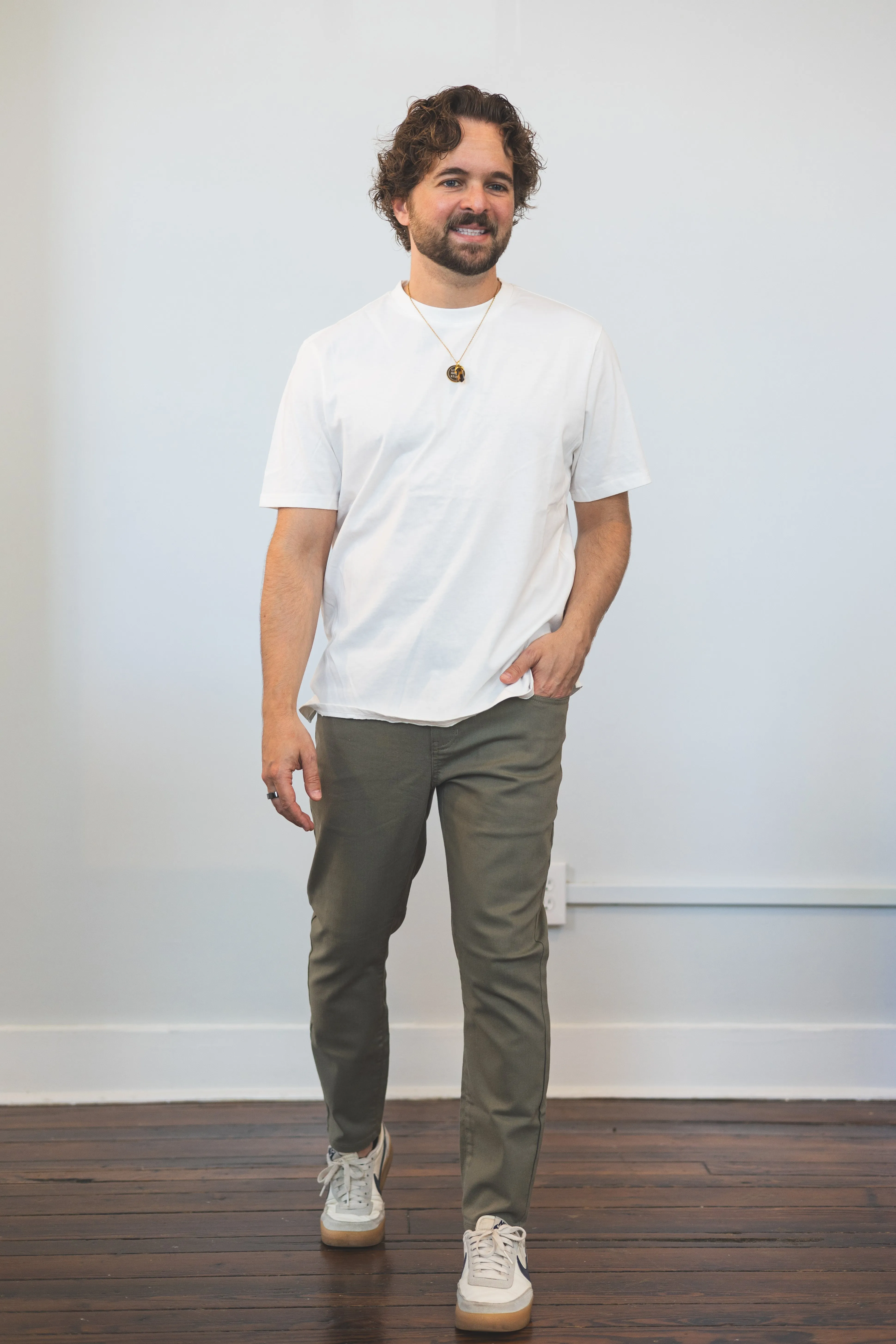 Garment Dyed Stretch Jeans Kelp