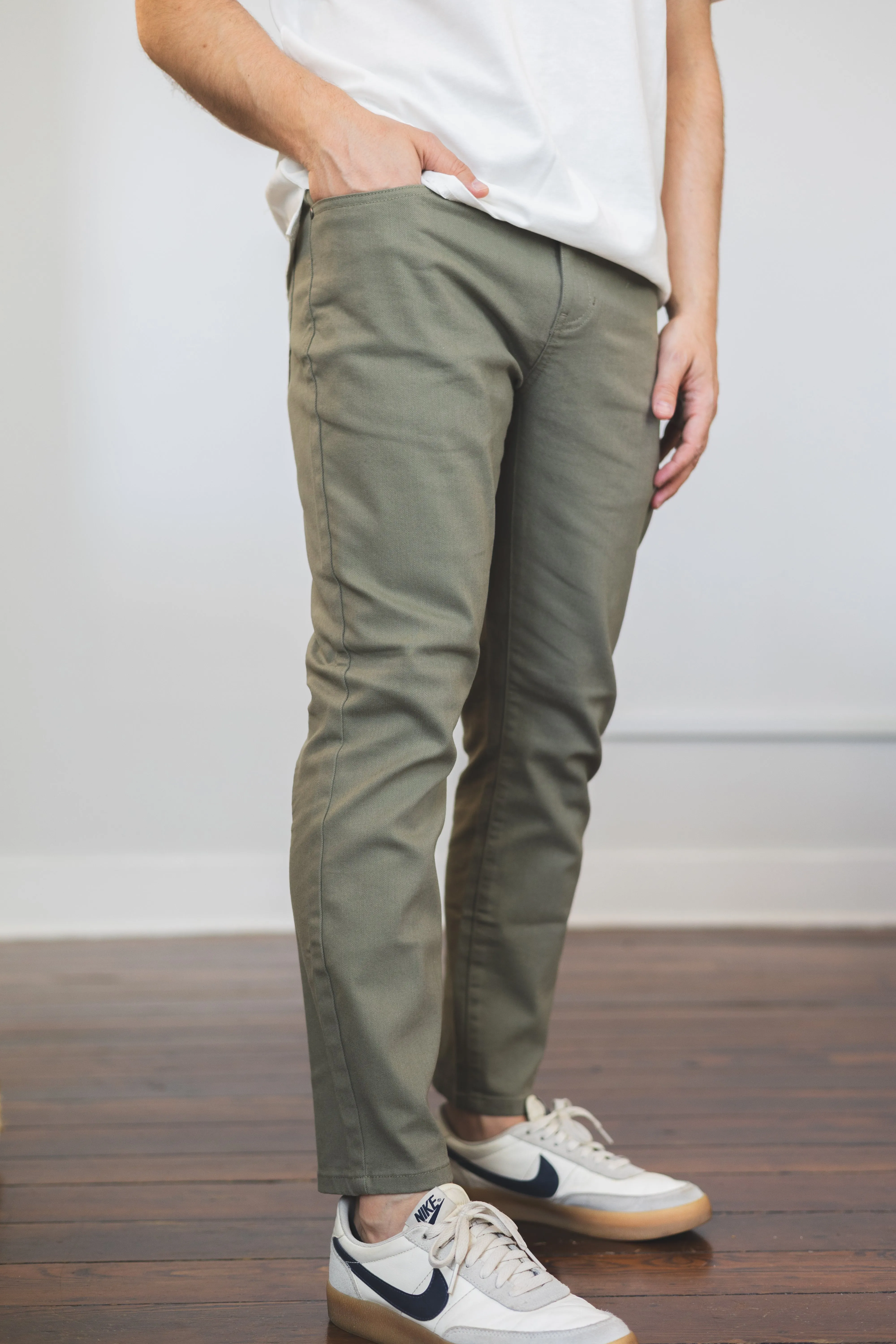 Garment Dyed Stretch Jeans Kelp