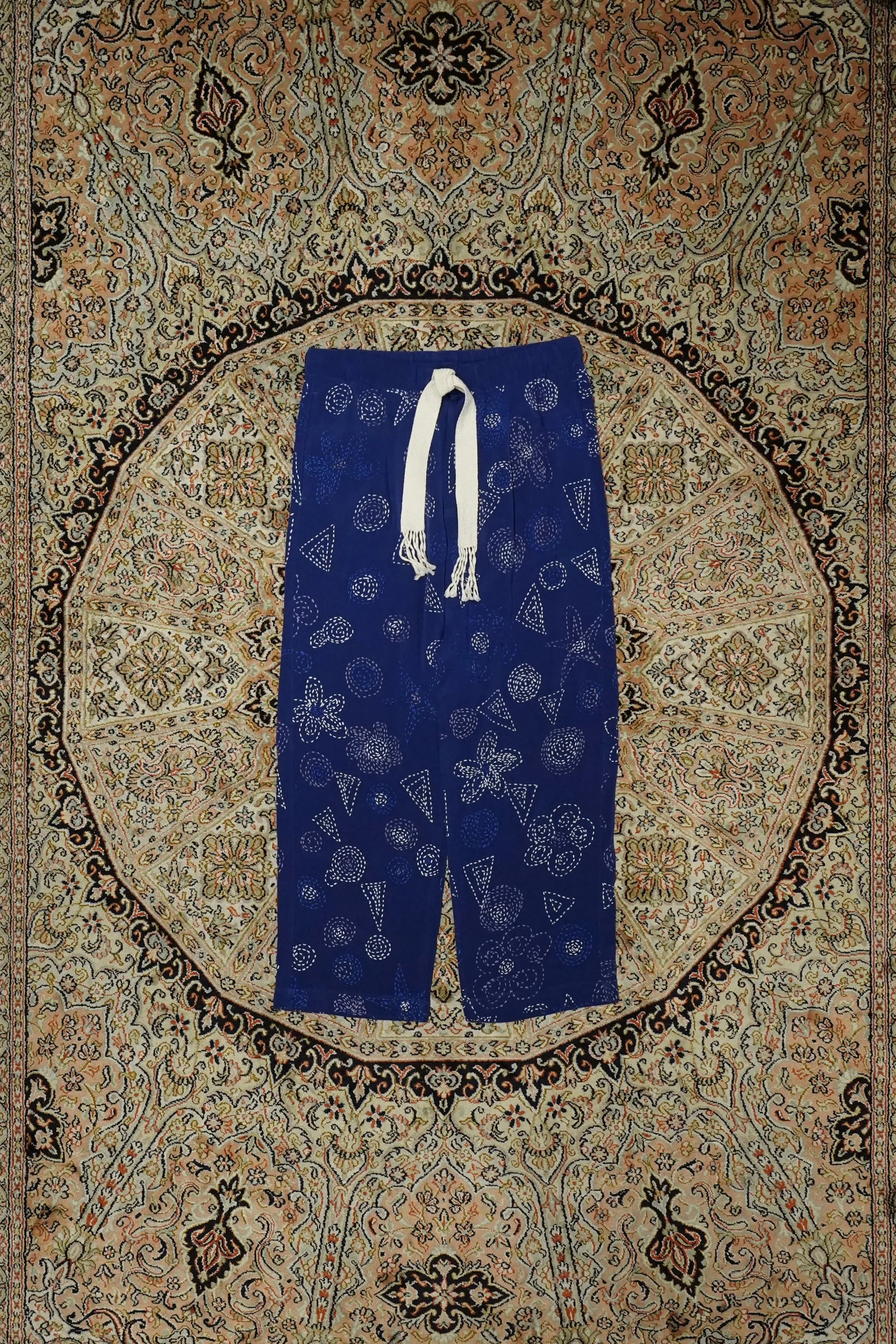Glass Cypress Blue Floral Silk Trousers (Blueprint)