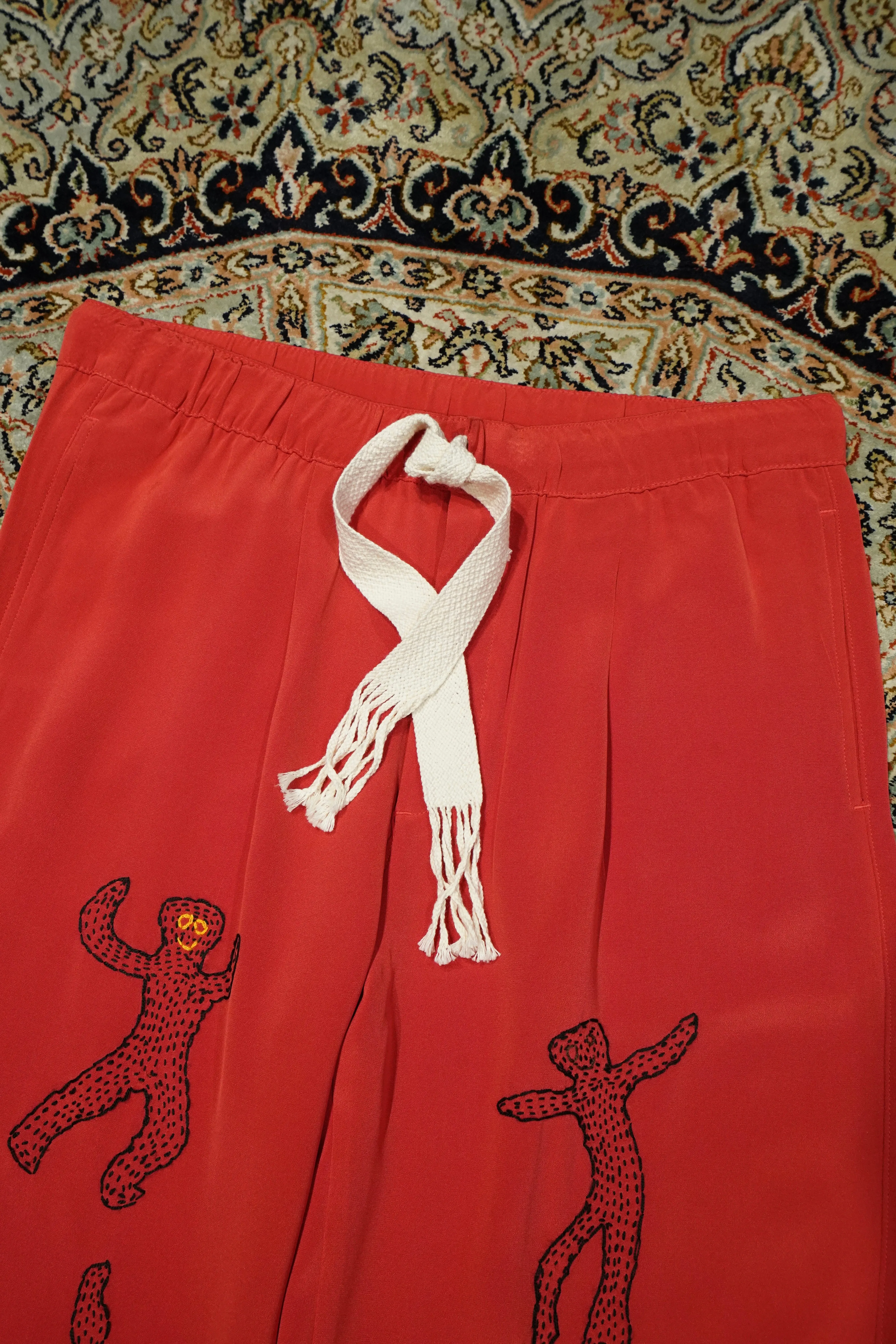 Glass Cypress Inferno Silk Trousers (Molten Lava)