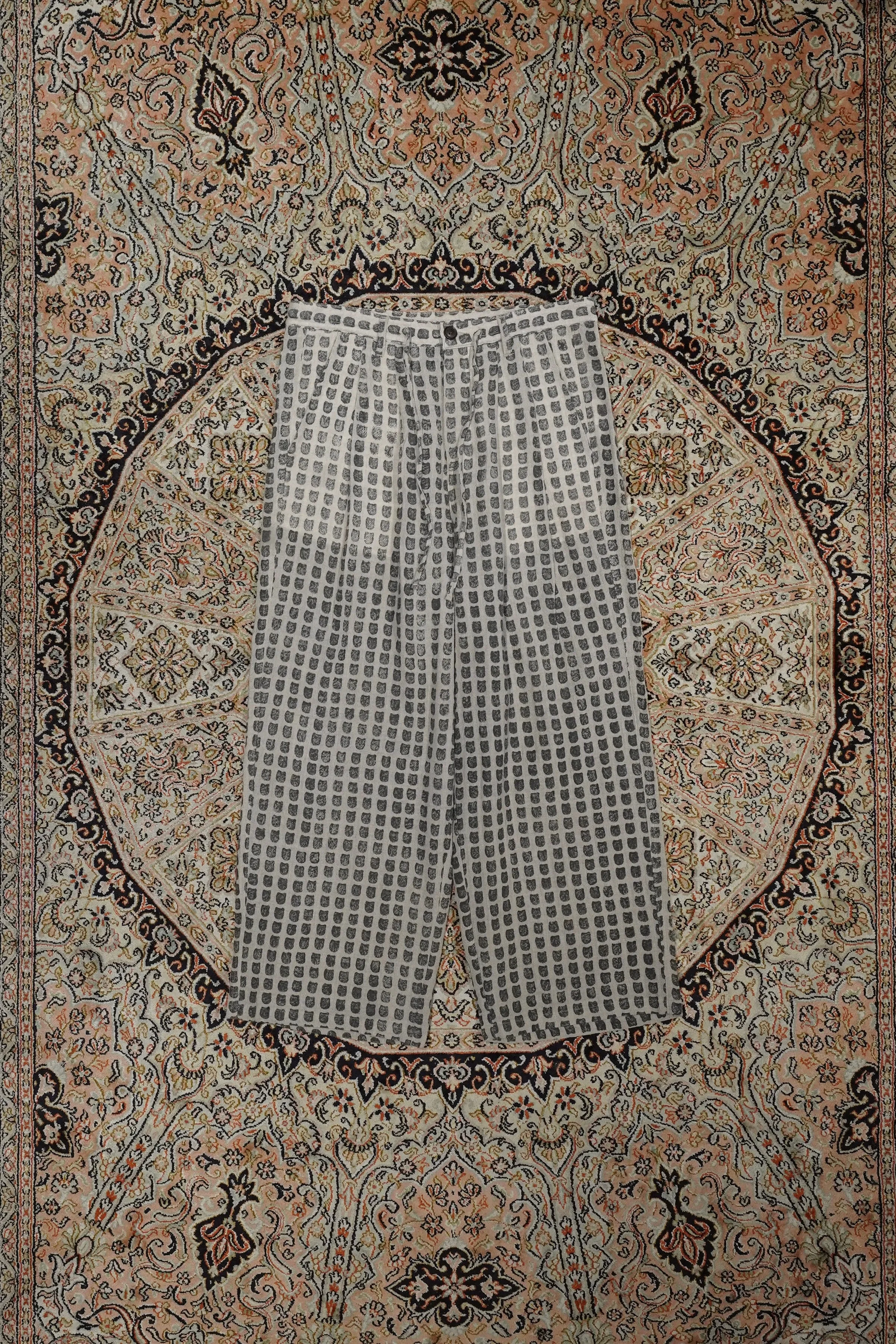 Glass Cypress Ivory Block Dyed Gauze Trouser (Ivory)