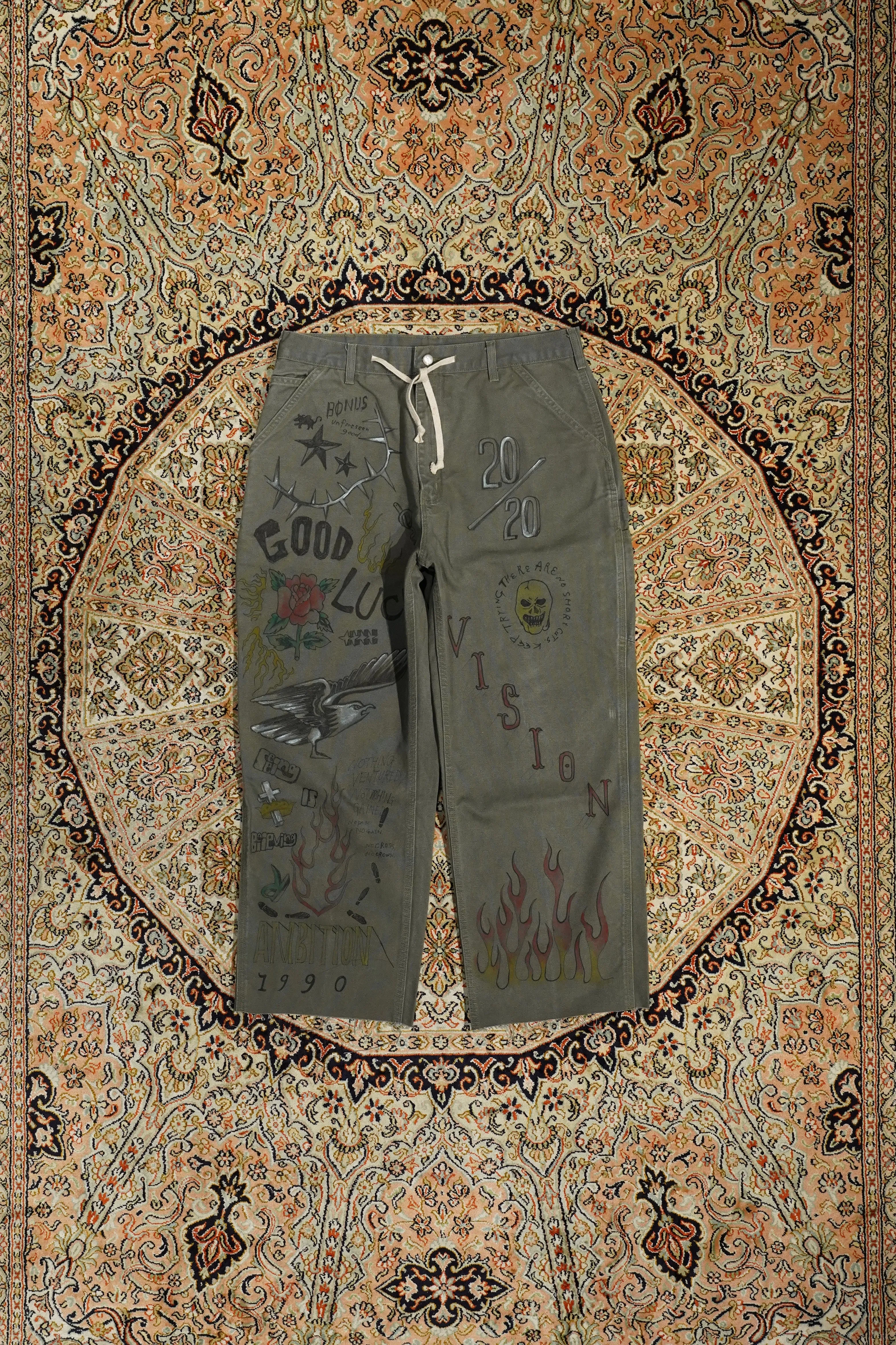 HANDPAINT WORKER PANTS (#B KAHKI)