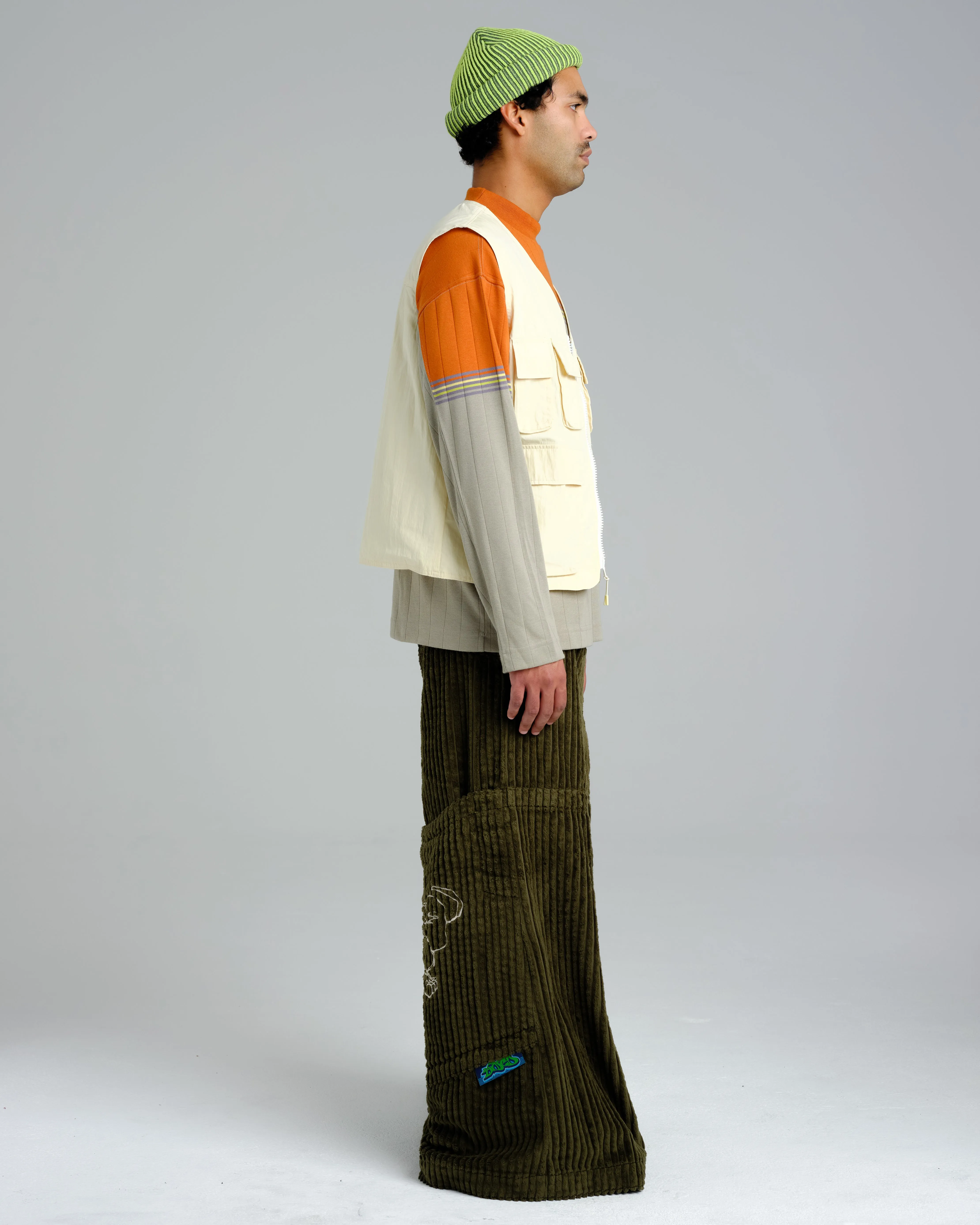 Hangin'. 34". 2 Wale Corduroy. Moss.