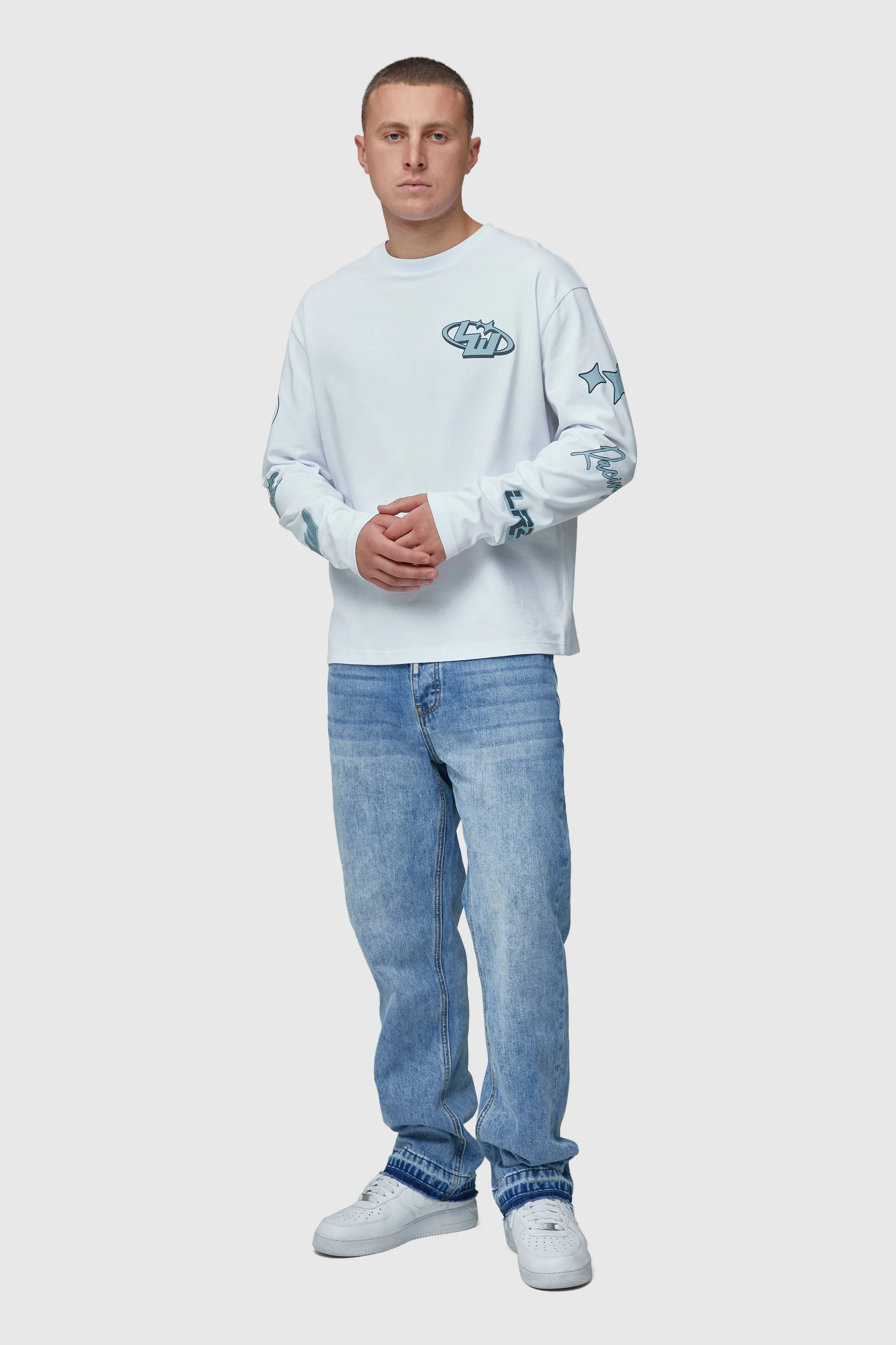 Lorenzo World Sticker Ls Tee - White