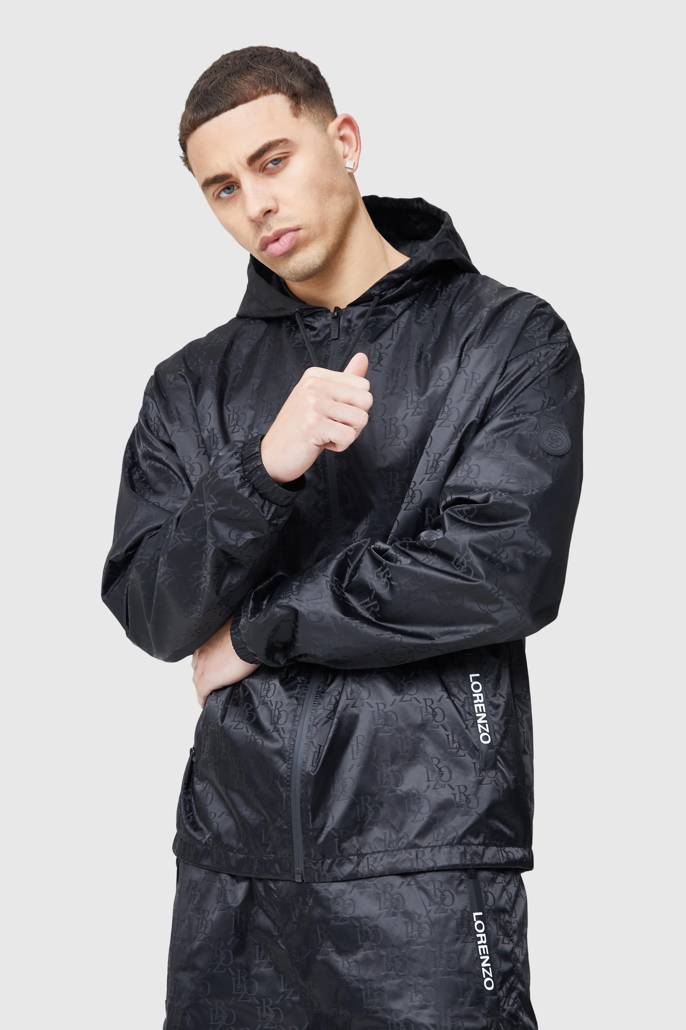 Monogram Windbreaker - Black