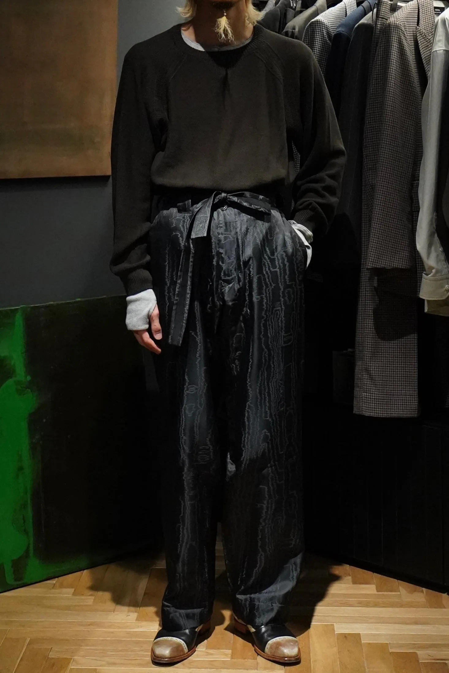 NICHOLAS DALEY KIMONO PANTS (DARK NAVY WAVY)