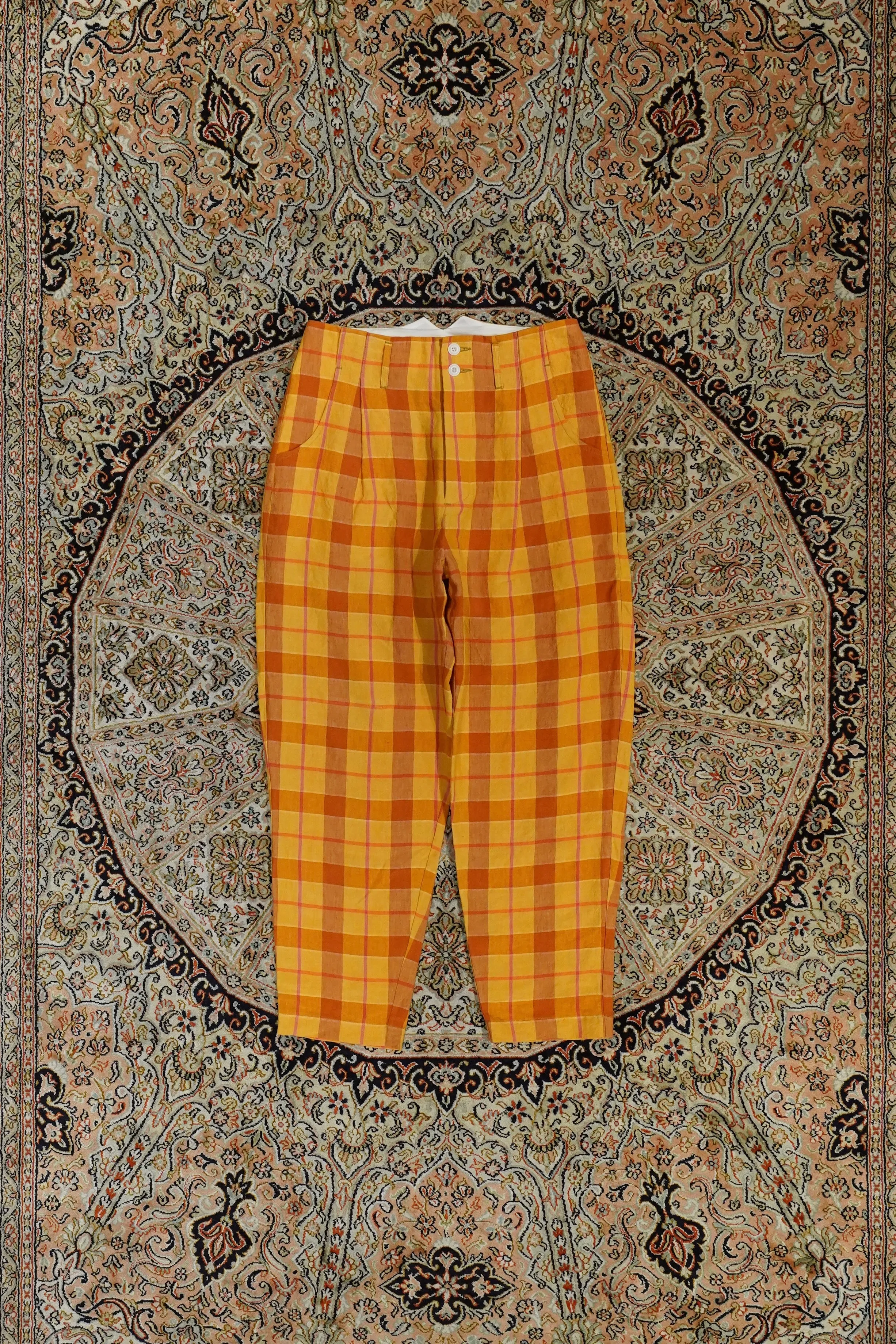 NICHOLAS DALEY PLEATED TROUSER (MUSTARD/YELLOW CHECK)
