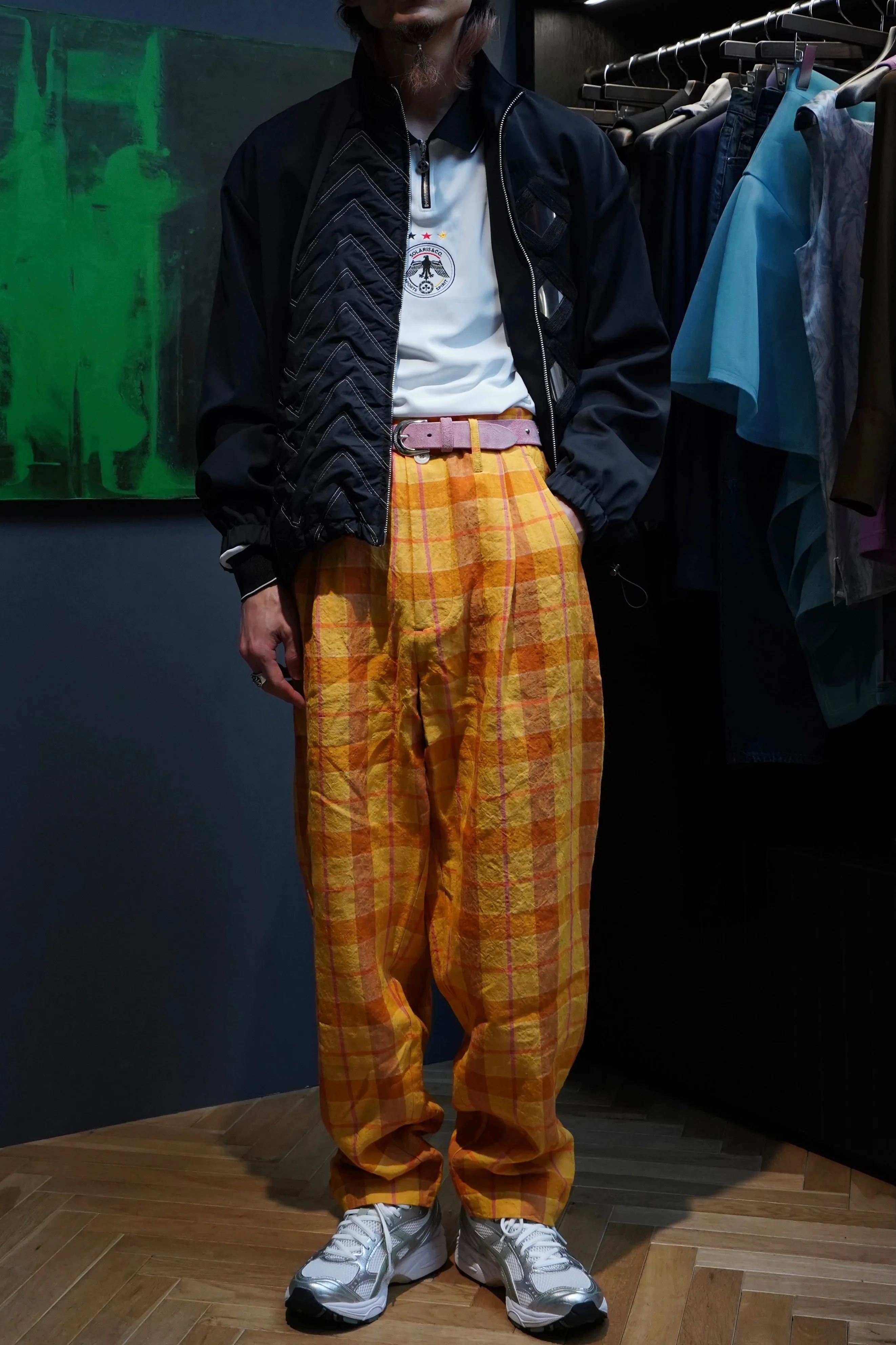 NICHOLAS DALEY PLEATED TROUSER (MUSTARD/YELLOW CHECK)