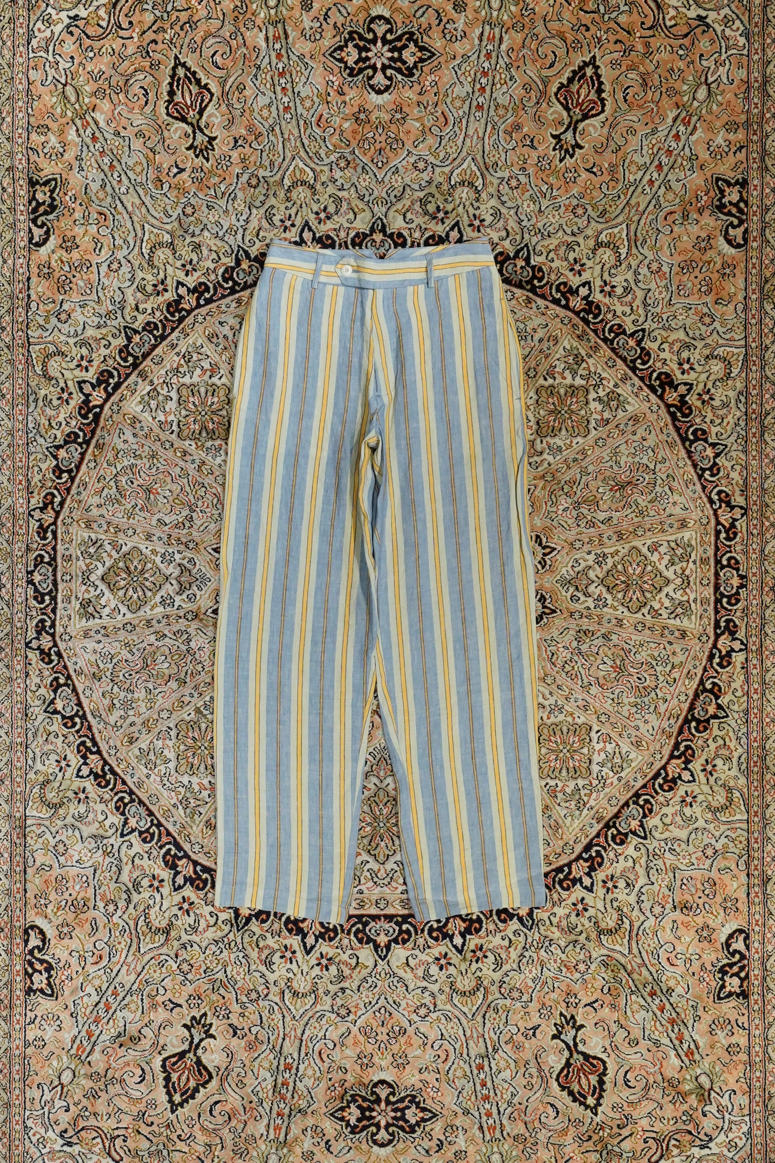 NICHOLAS DALEY STRAIGHT LEG TROUSER (BLUE/MUSTARD STRIPE)