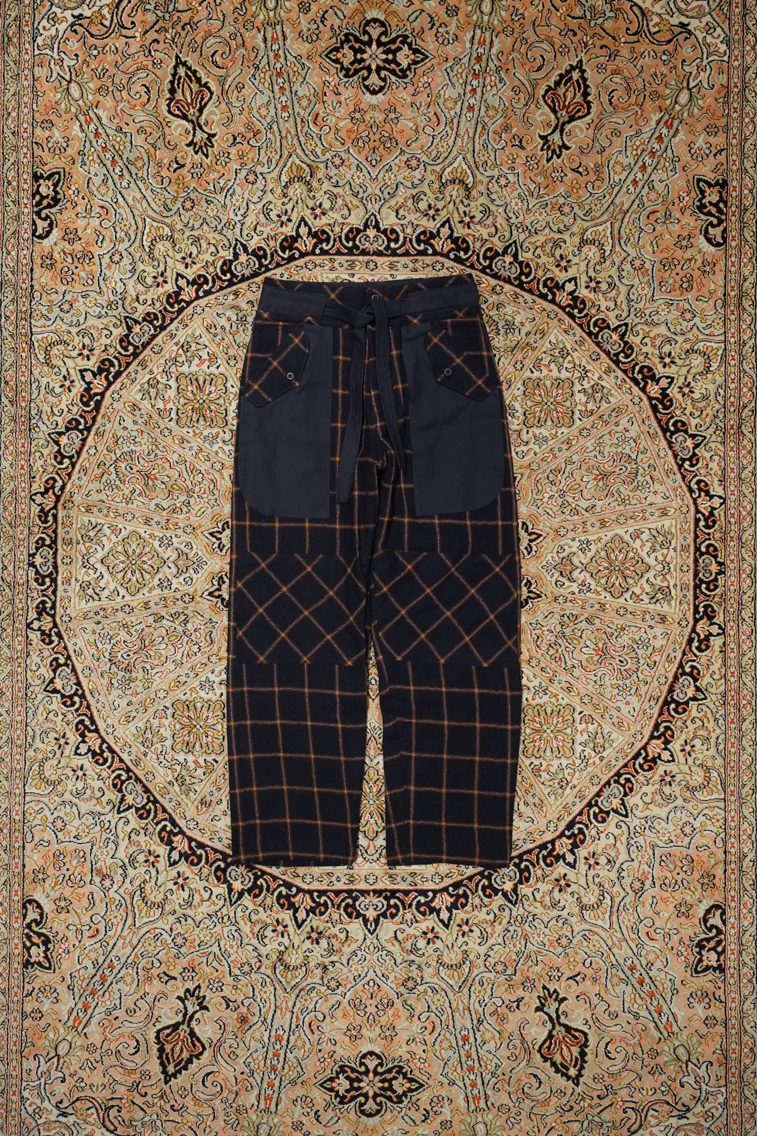 NICHOLAS DALEY WORK TROUSER (NAVY ORANGE CHECK)