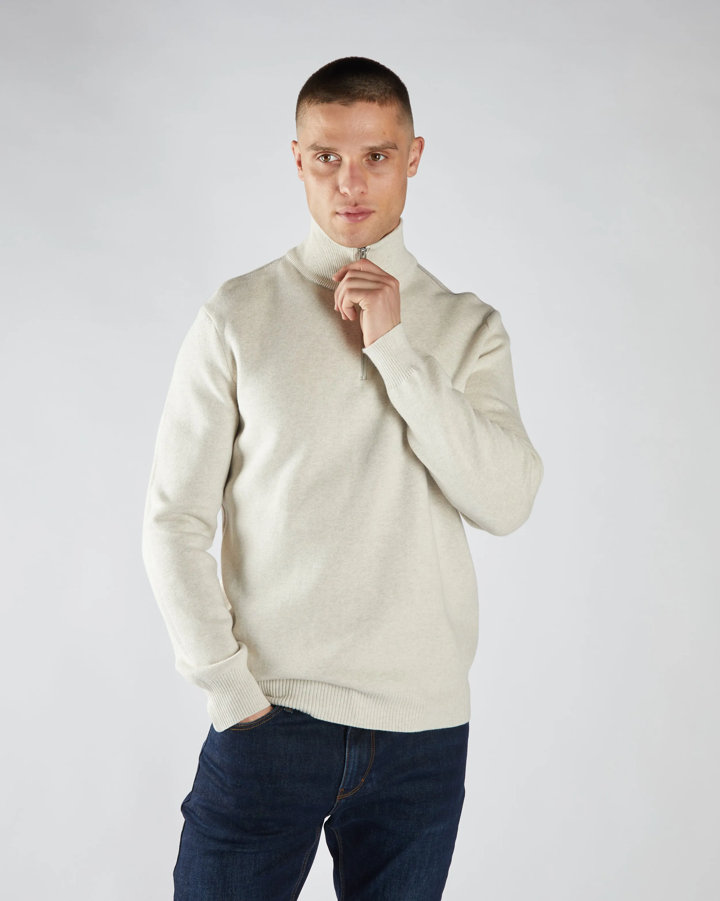 Pete Half Zip Crumb Marl