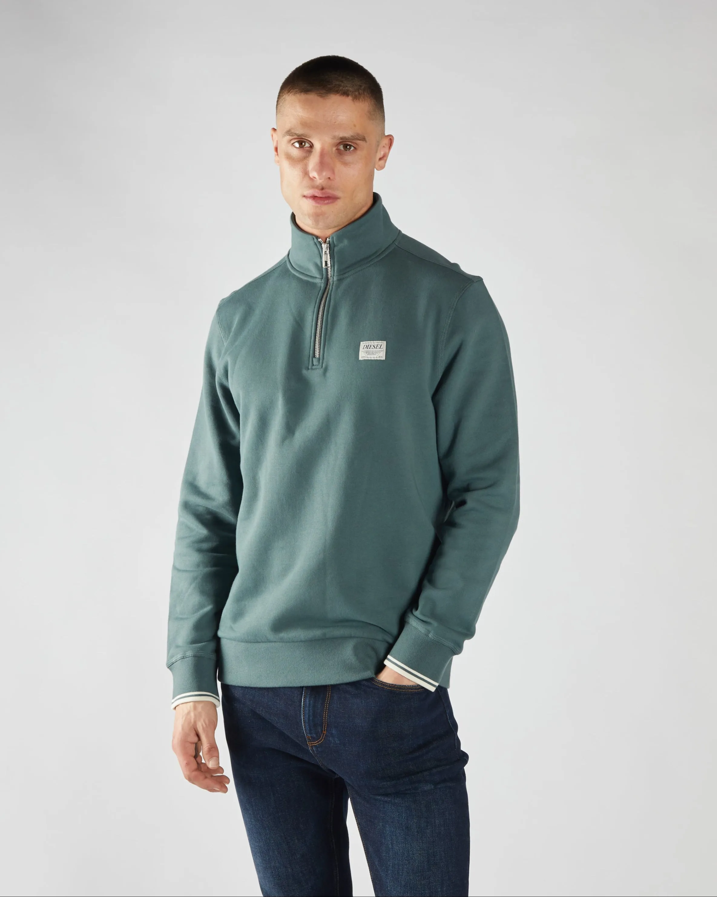 Presley Half Zip Lawn Green