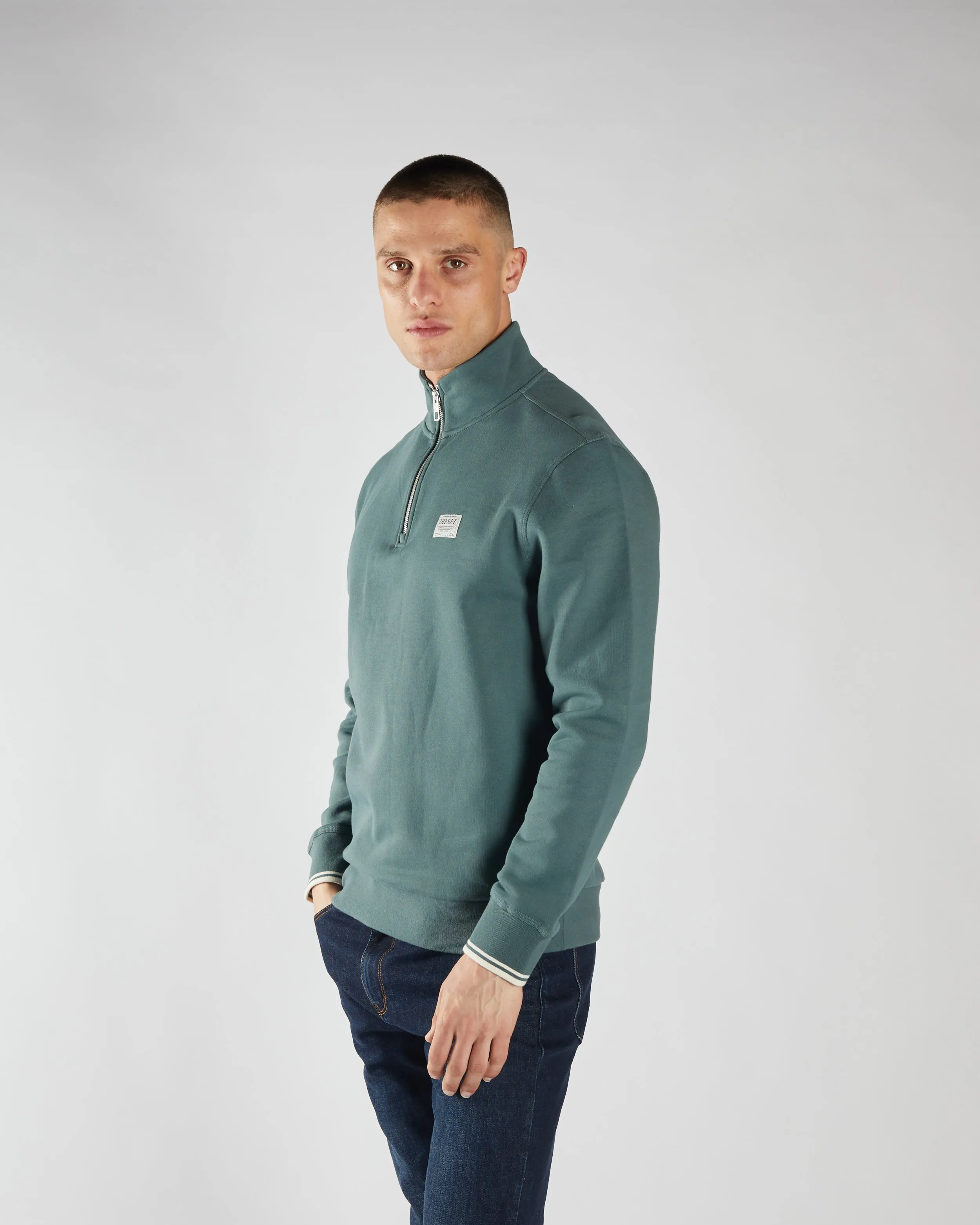 Presley Half Zip Lawn Green