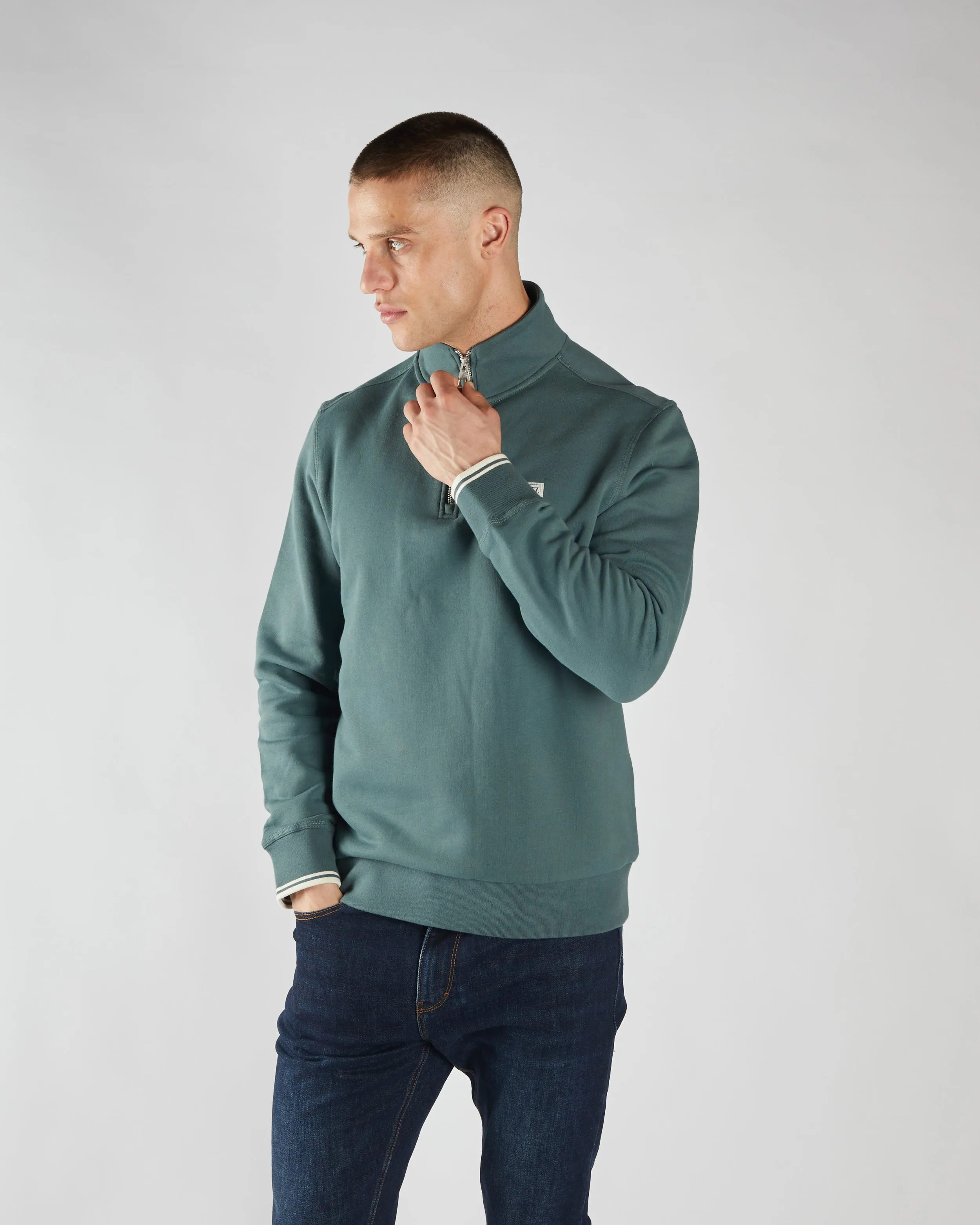 Presley Half Zip Lawn Green