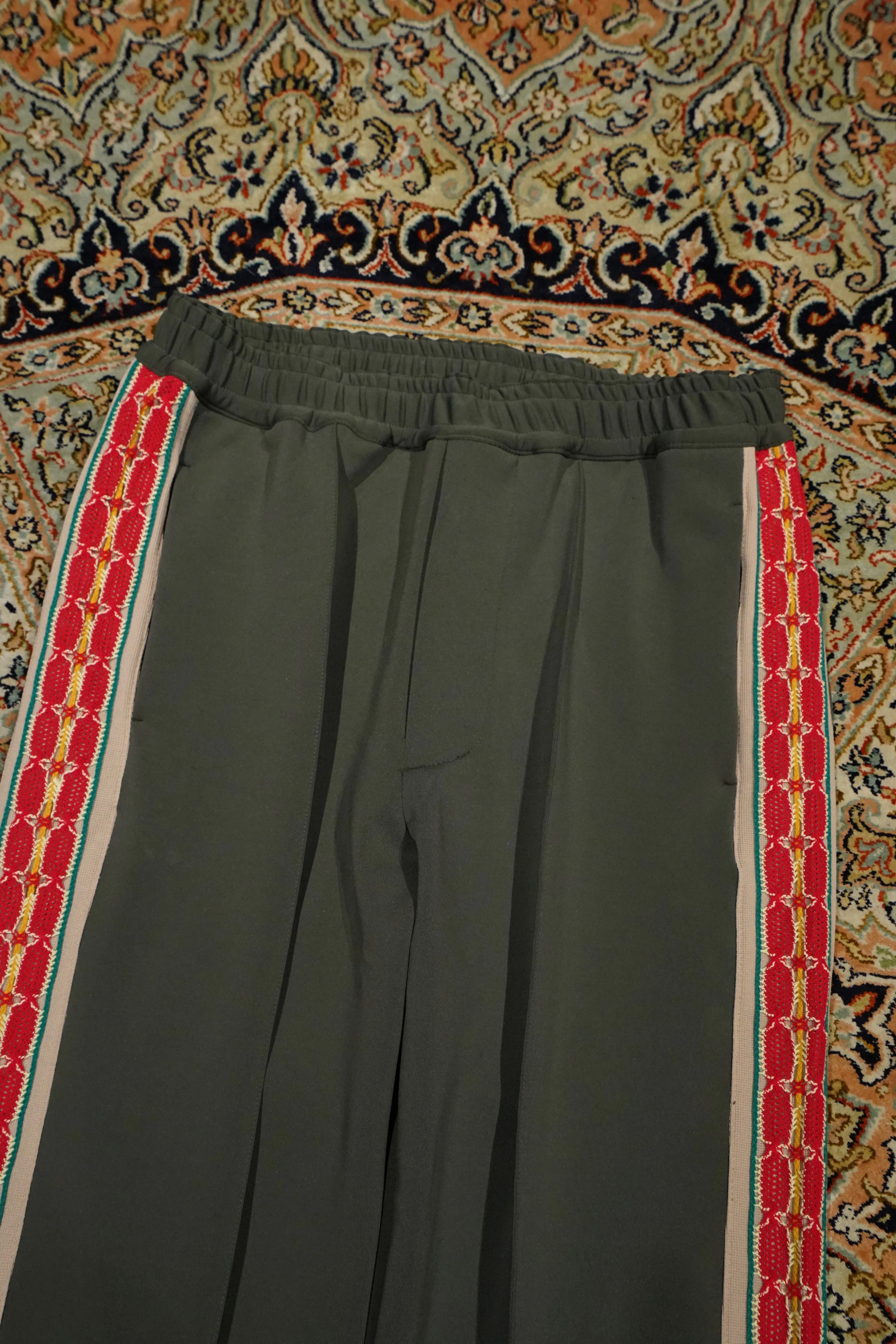 Sasquatchfabrix. LACE TAPE TRACK PANTS (KHAKI)