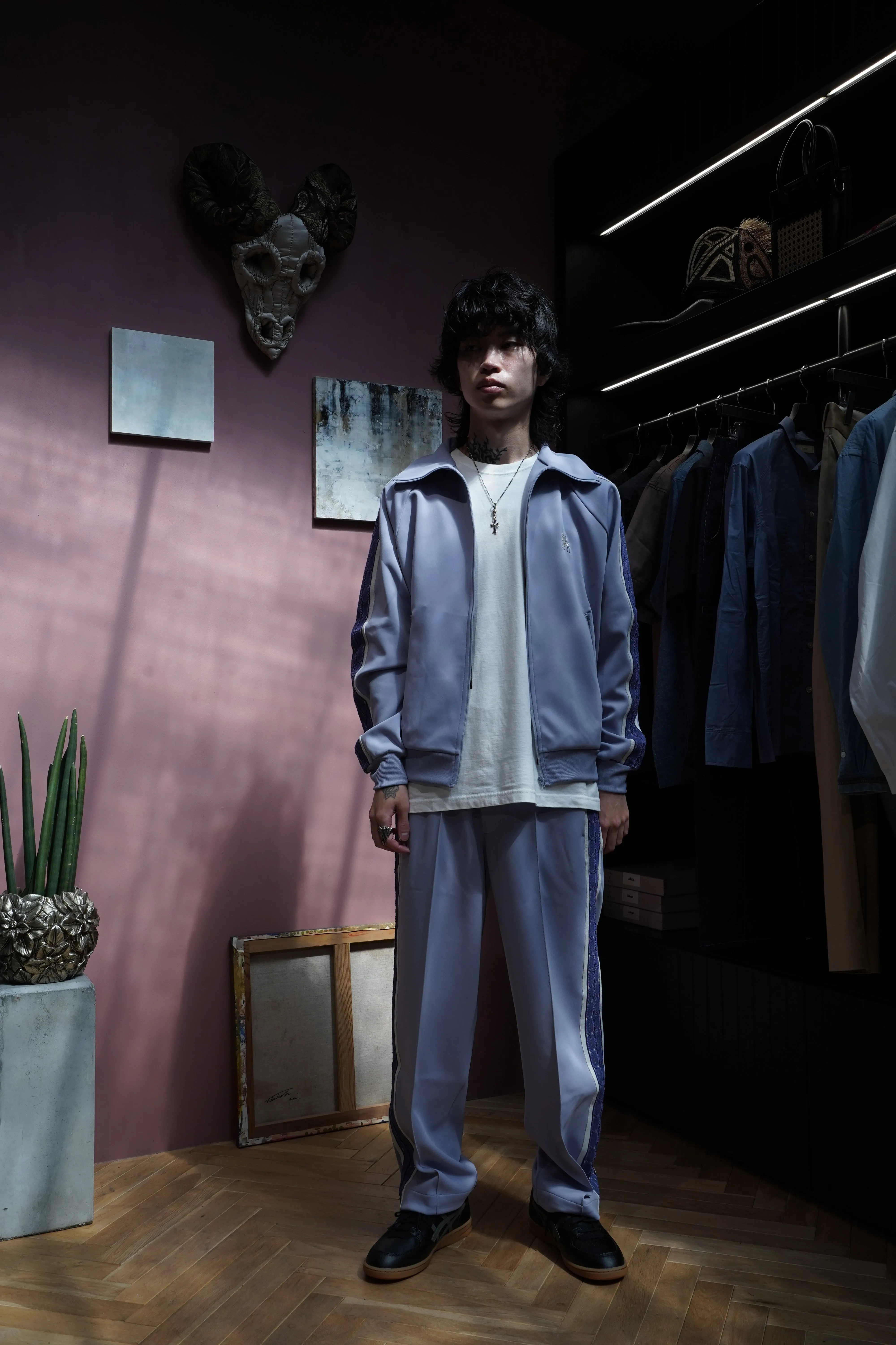 Sasquatchfabrix. LACE TAPE TRACK PANTS (PURPLE HAZE)
