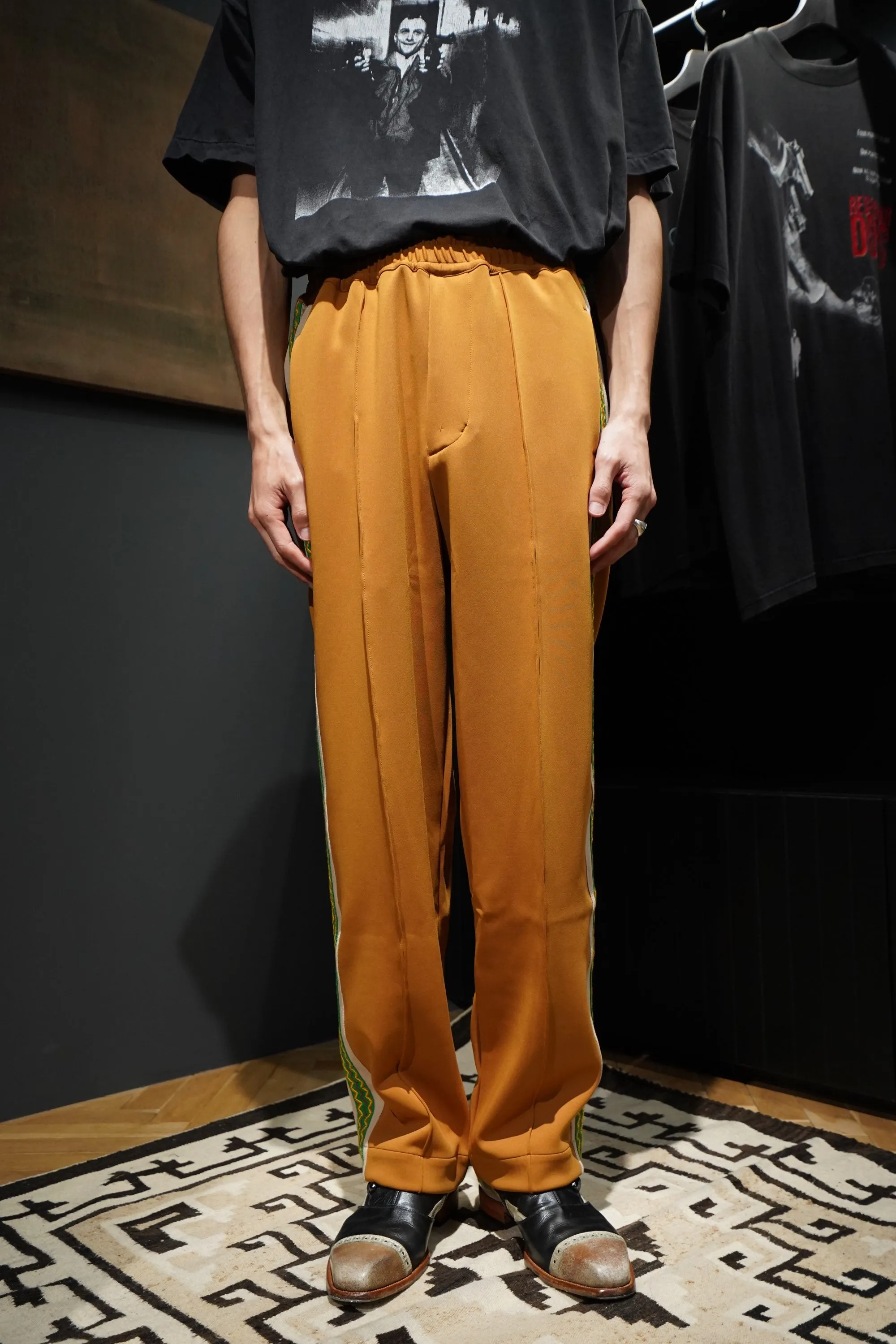 Sasquatchfabrix. LACE TAPE TRACK PANTS(MUSTARD)