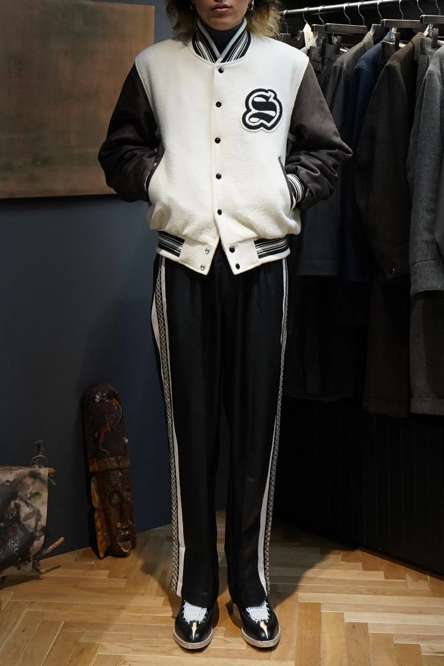 Sasquatchfabrix. SYNTHETIC LEATHER TRACK PANTS (BLACK)