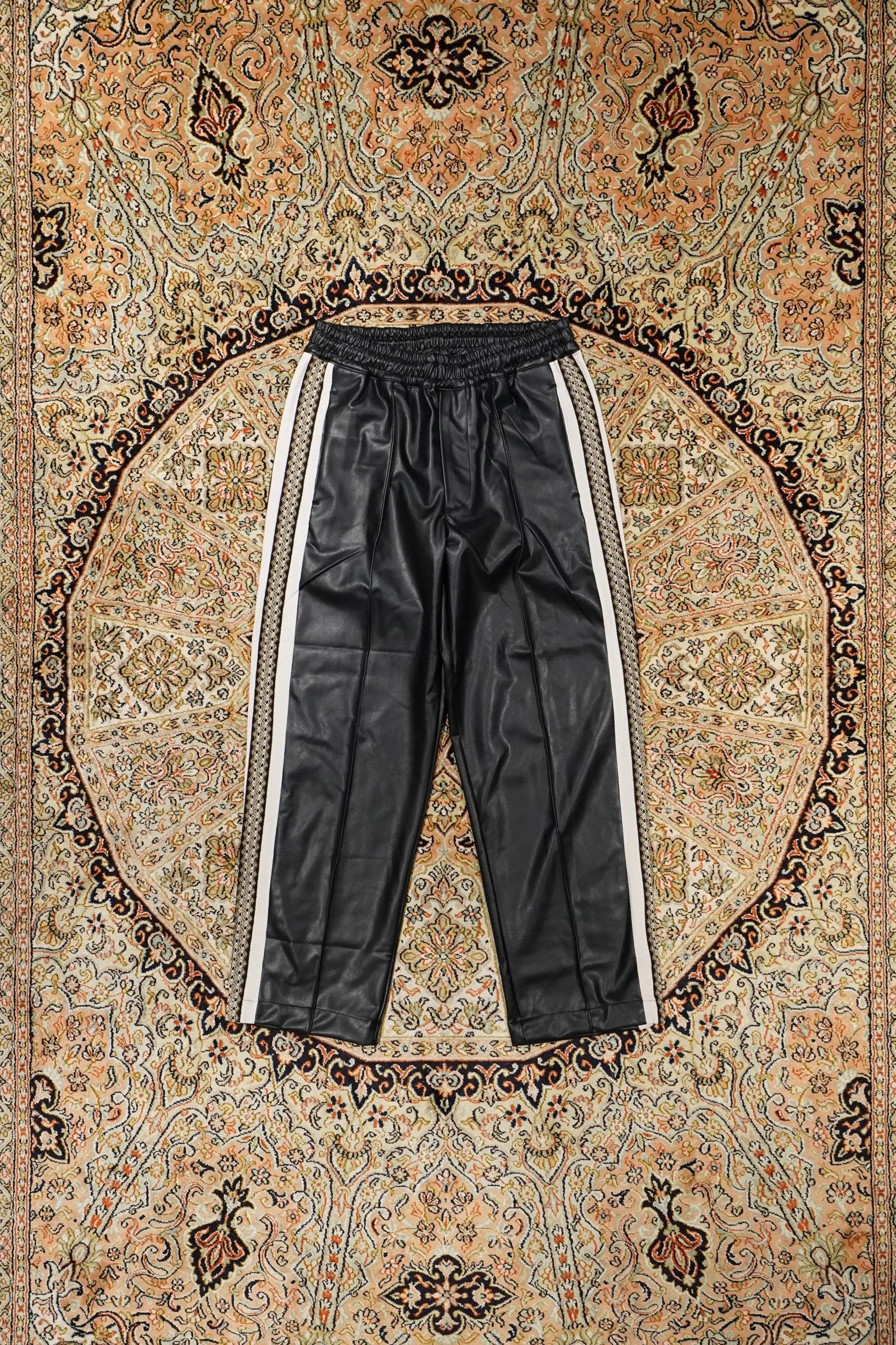 Sasquatchfabrix. SYNTHETIC LEATHER TRACK PANTS (BLACK)