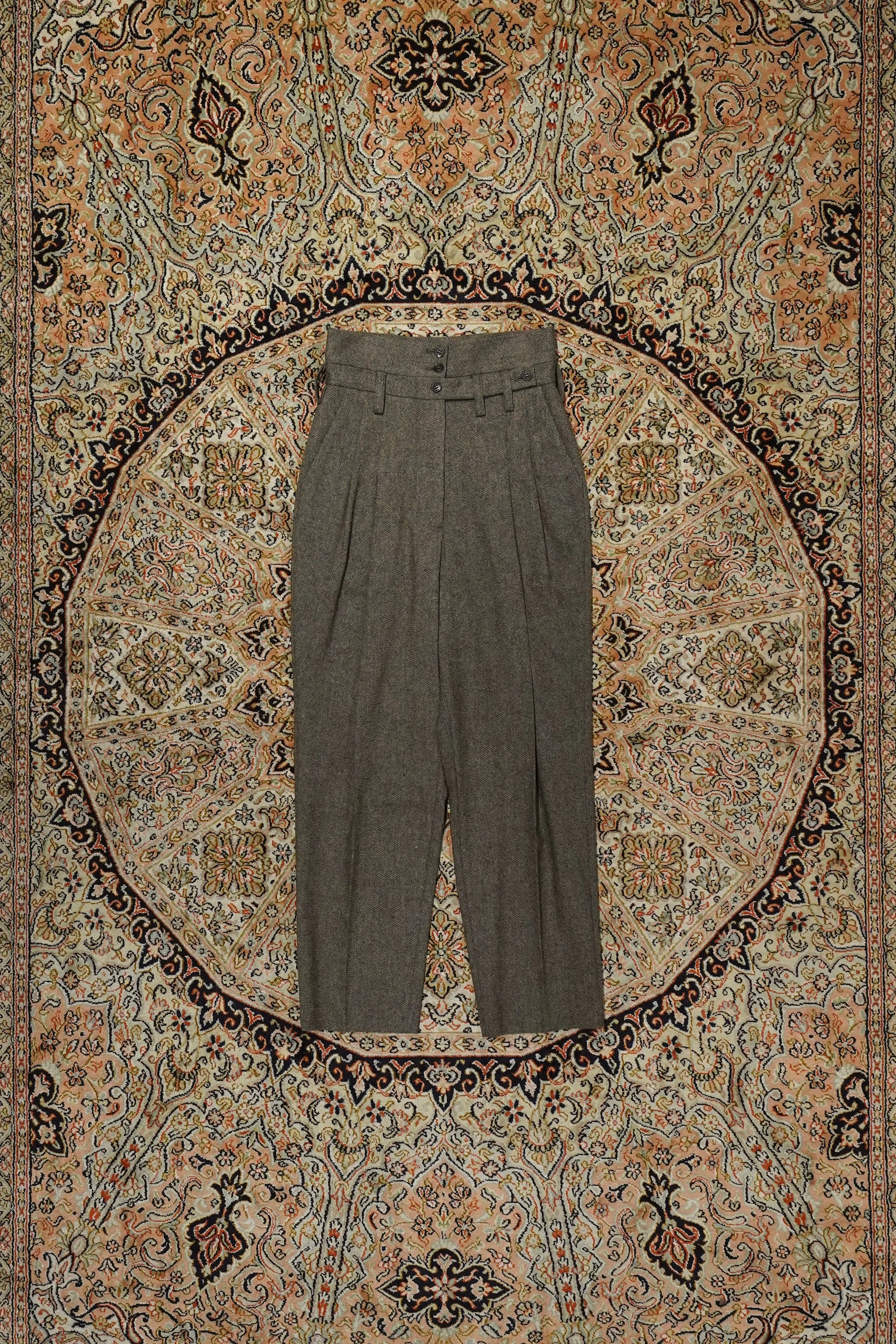 SATORU SASAKI DOUBLE-BELTED TROUSERS (BROWN)
