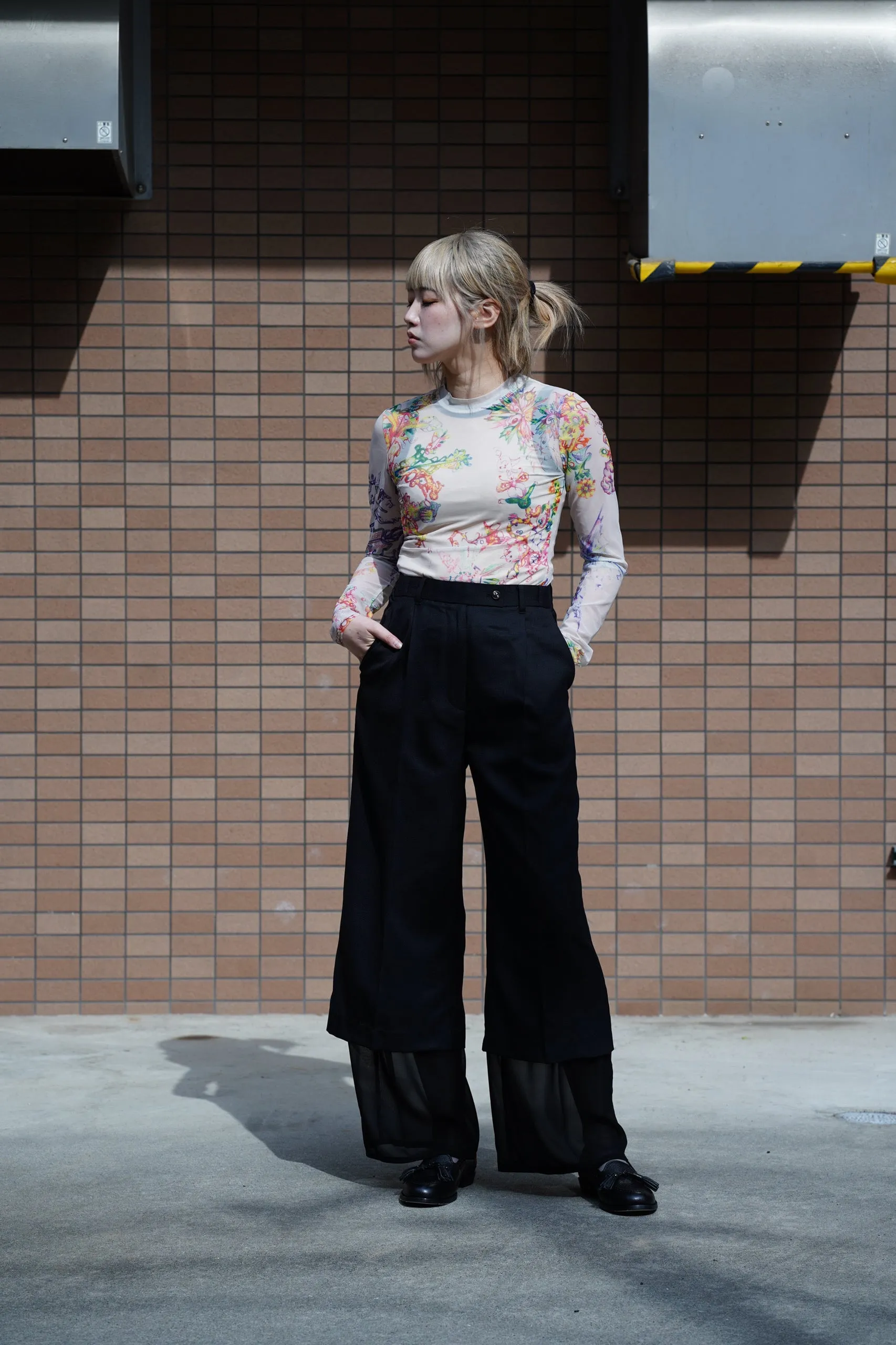 SATORU SASAKI LAYRED TROUSERS (BLACK/BLACK)