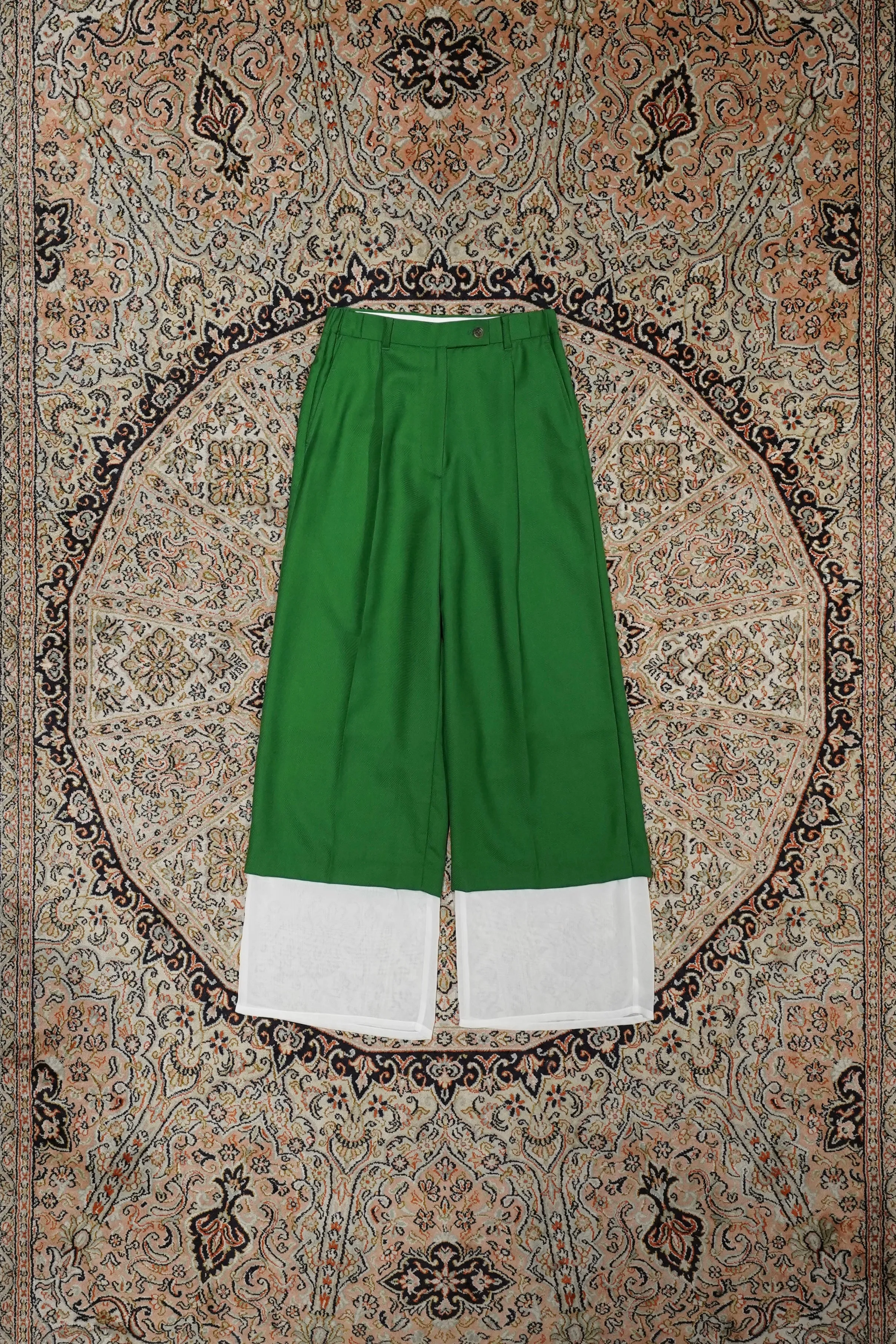 SATORU SASAKI LAYRED TROUSERS (GREEN/WHITE)