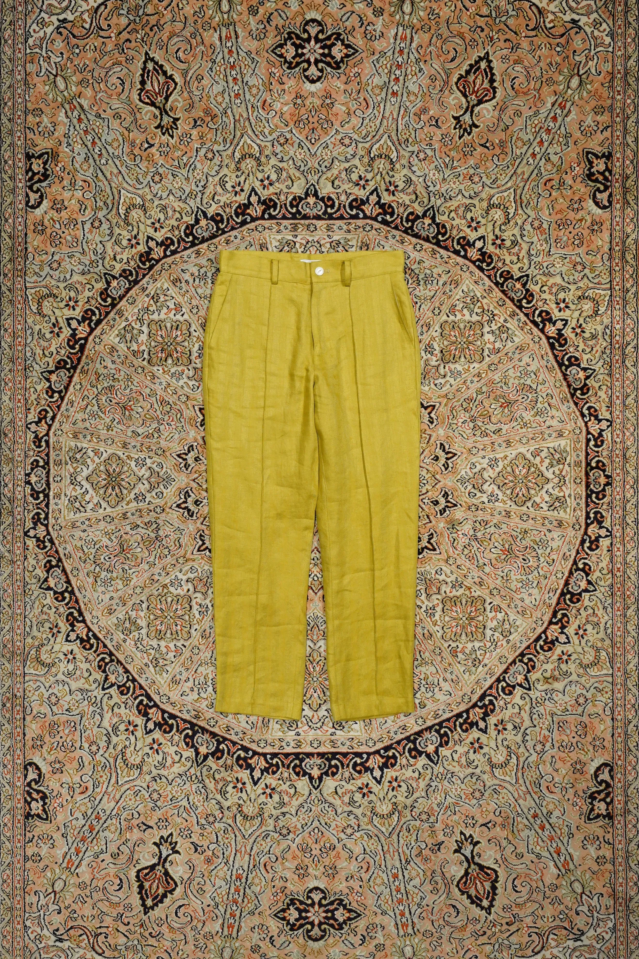 S.LINEN PIN TUCK PANTS (YELLOW)
