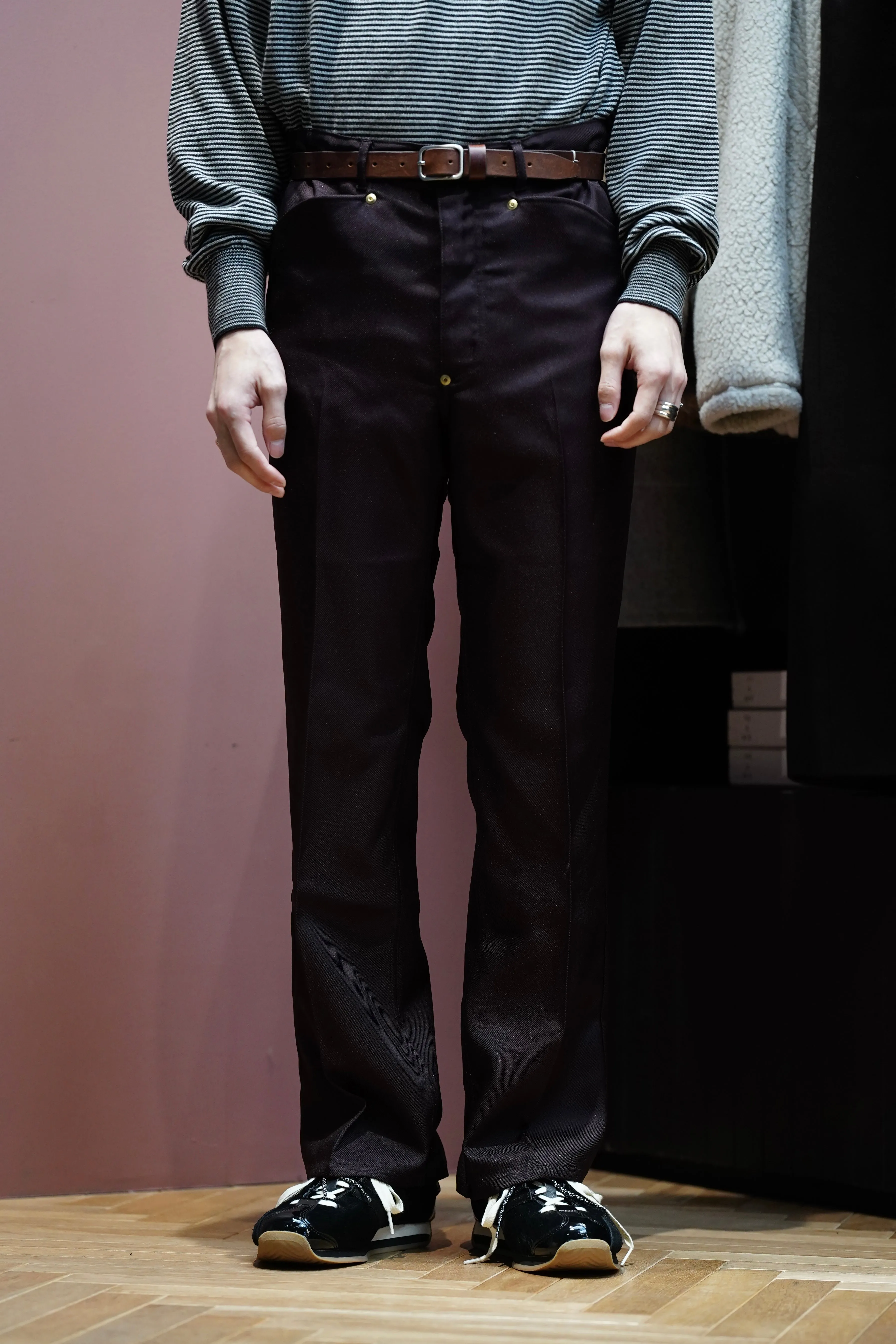 SOLARIS&Co. POLYESTER FLARE PANTS - B949 (BURGUNDY)