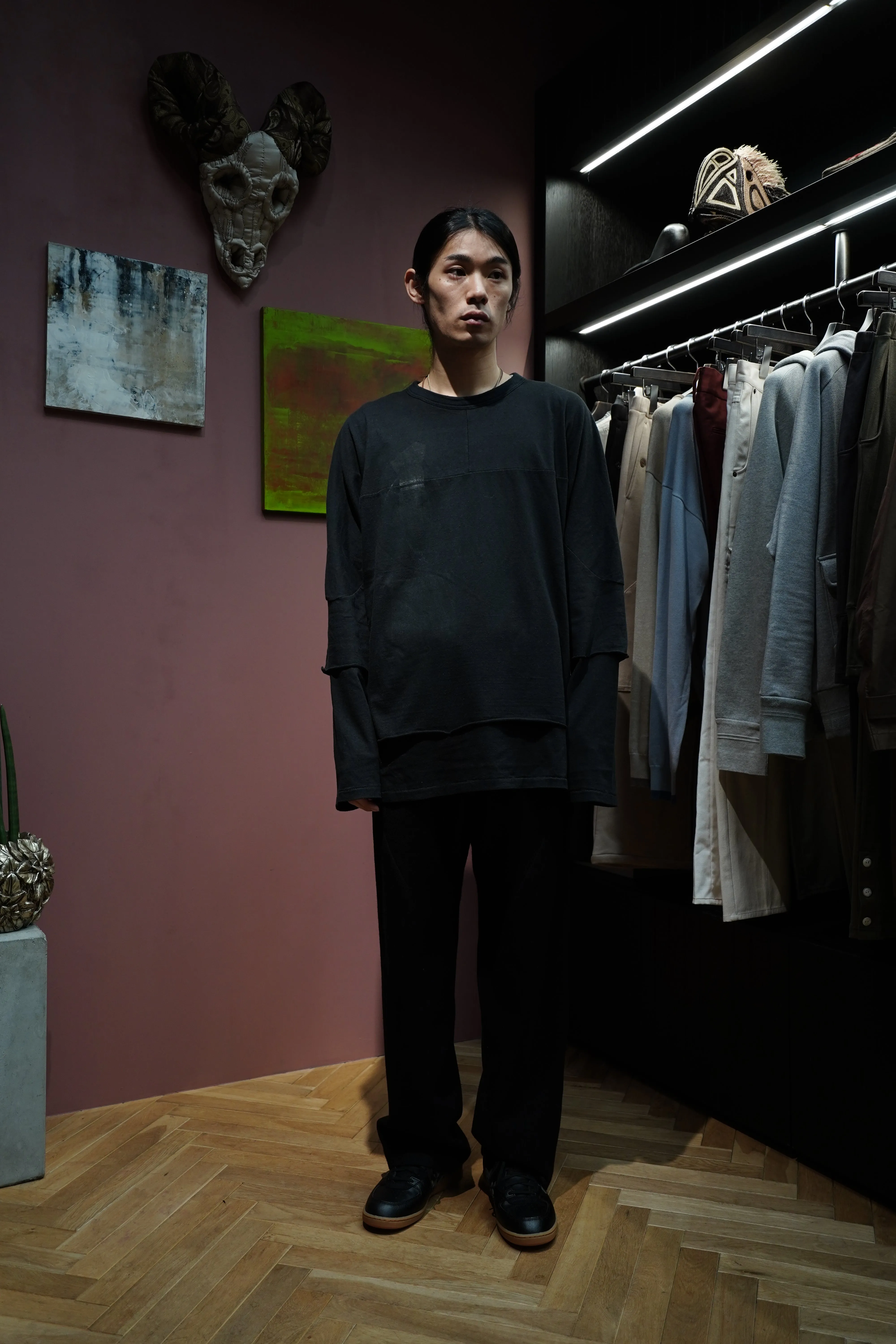 STEAF CURVE TROUSERS (REASIN BLACK)