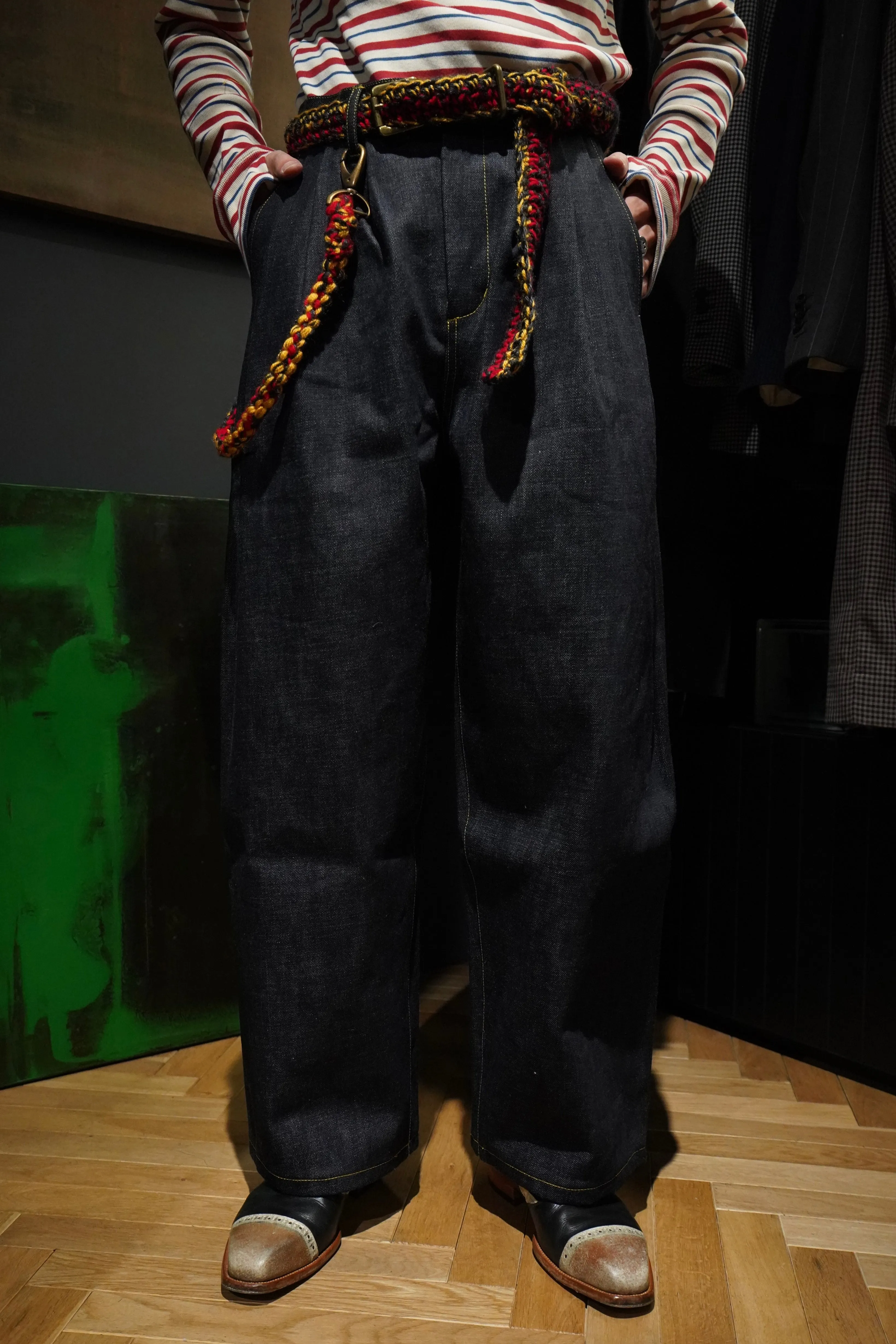 STITCH DENIM PANTS (YELLOW STITCH)