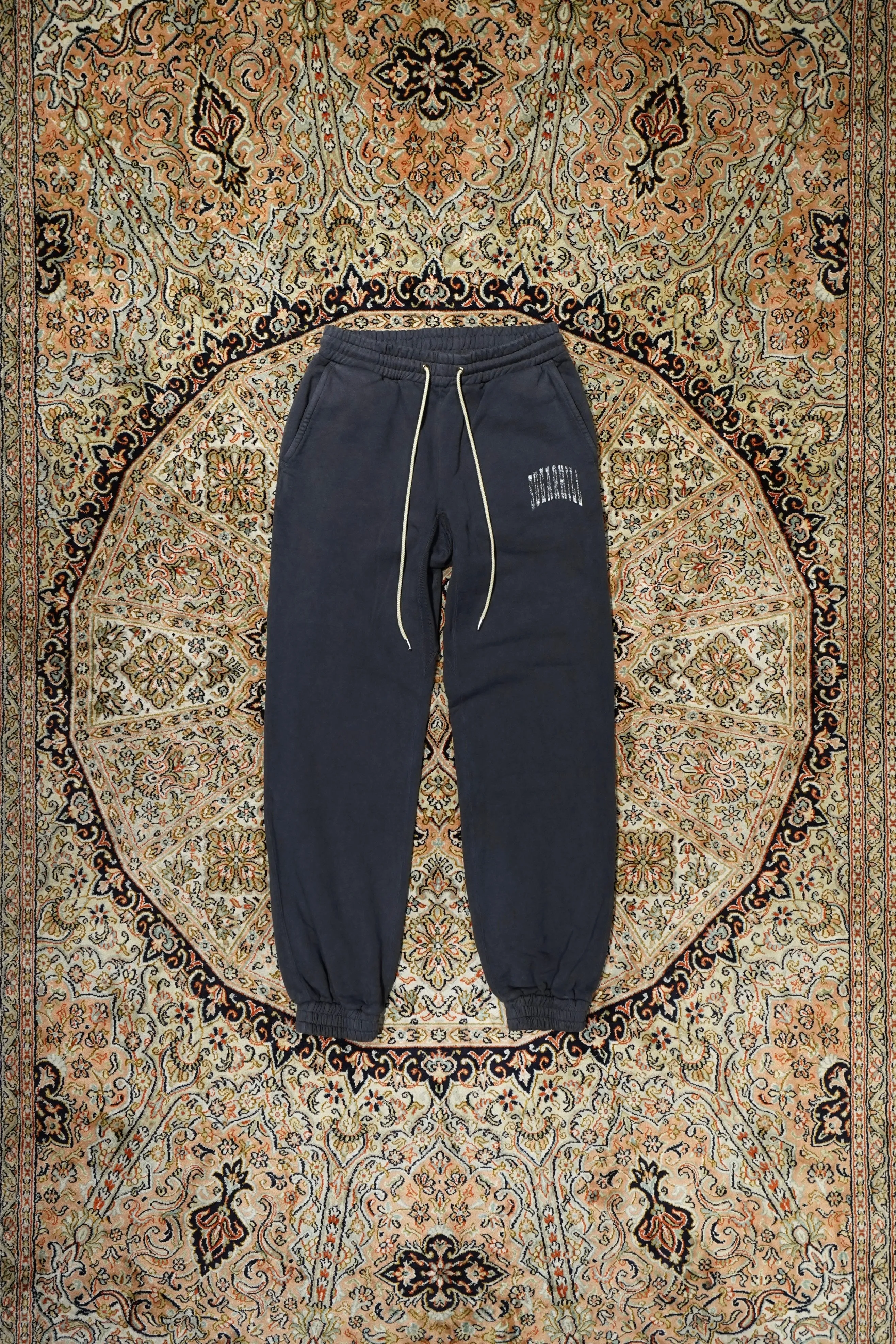SUGARHILL COLLEGE PRINTED SWEAT TROUSERS (AGED BLACK)