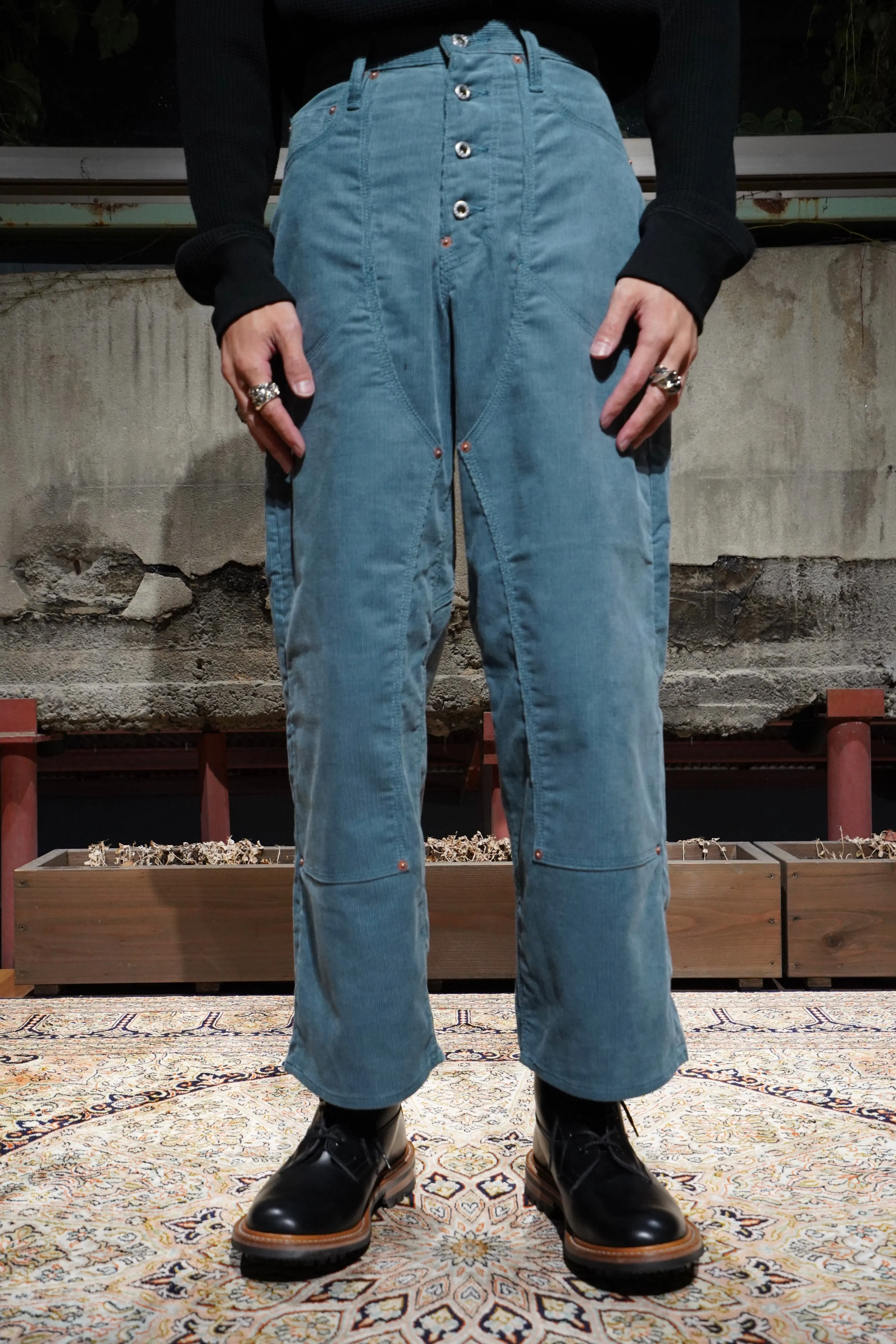 SUGARHILL CORDUROY DOUBLE KNEE DENIM PANTS (BLUE)