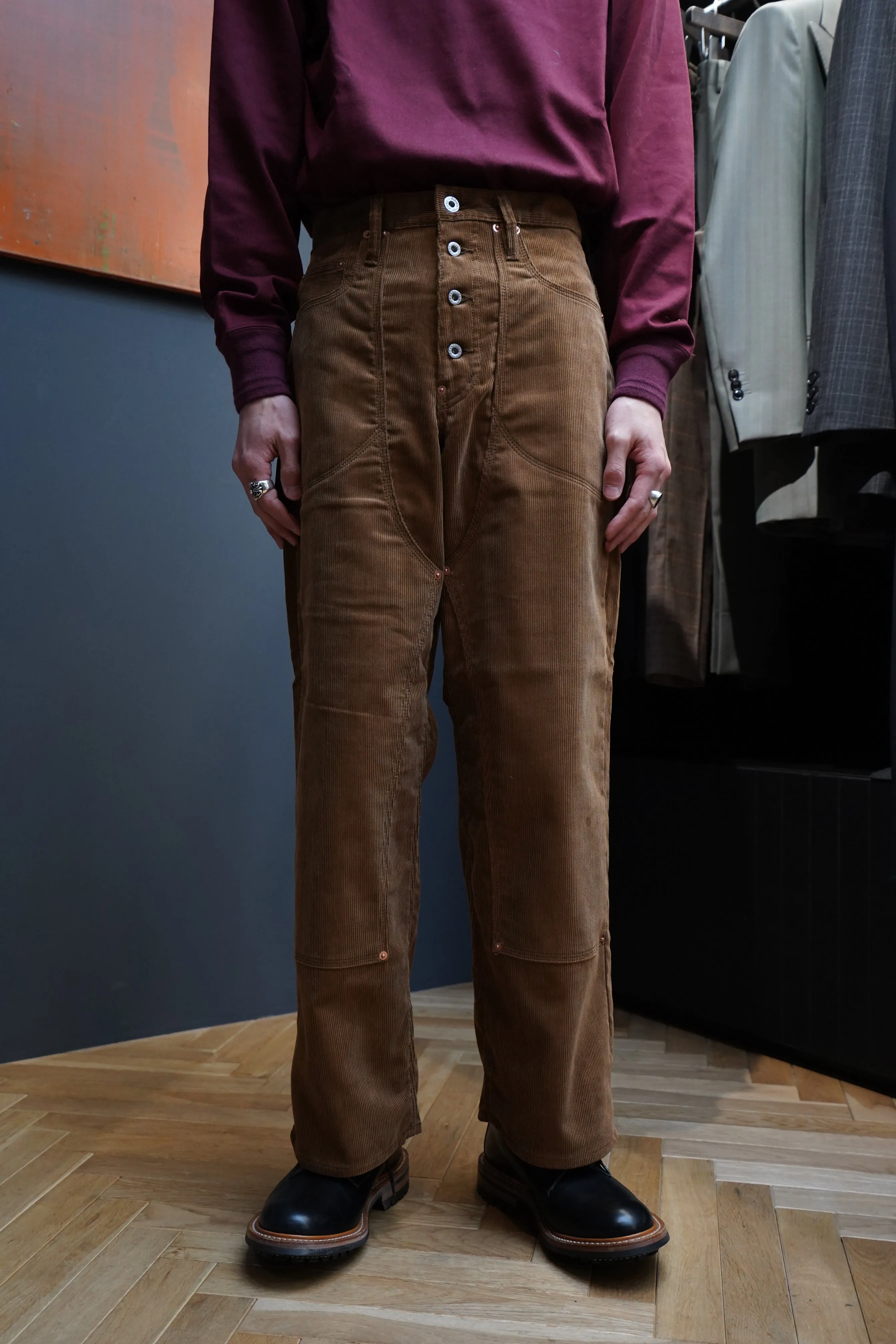 SUGARHILL CORDUROY DOUBLE KNEE DENIM PANTS(BROWN)