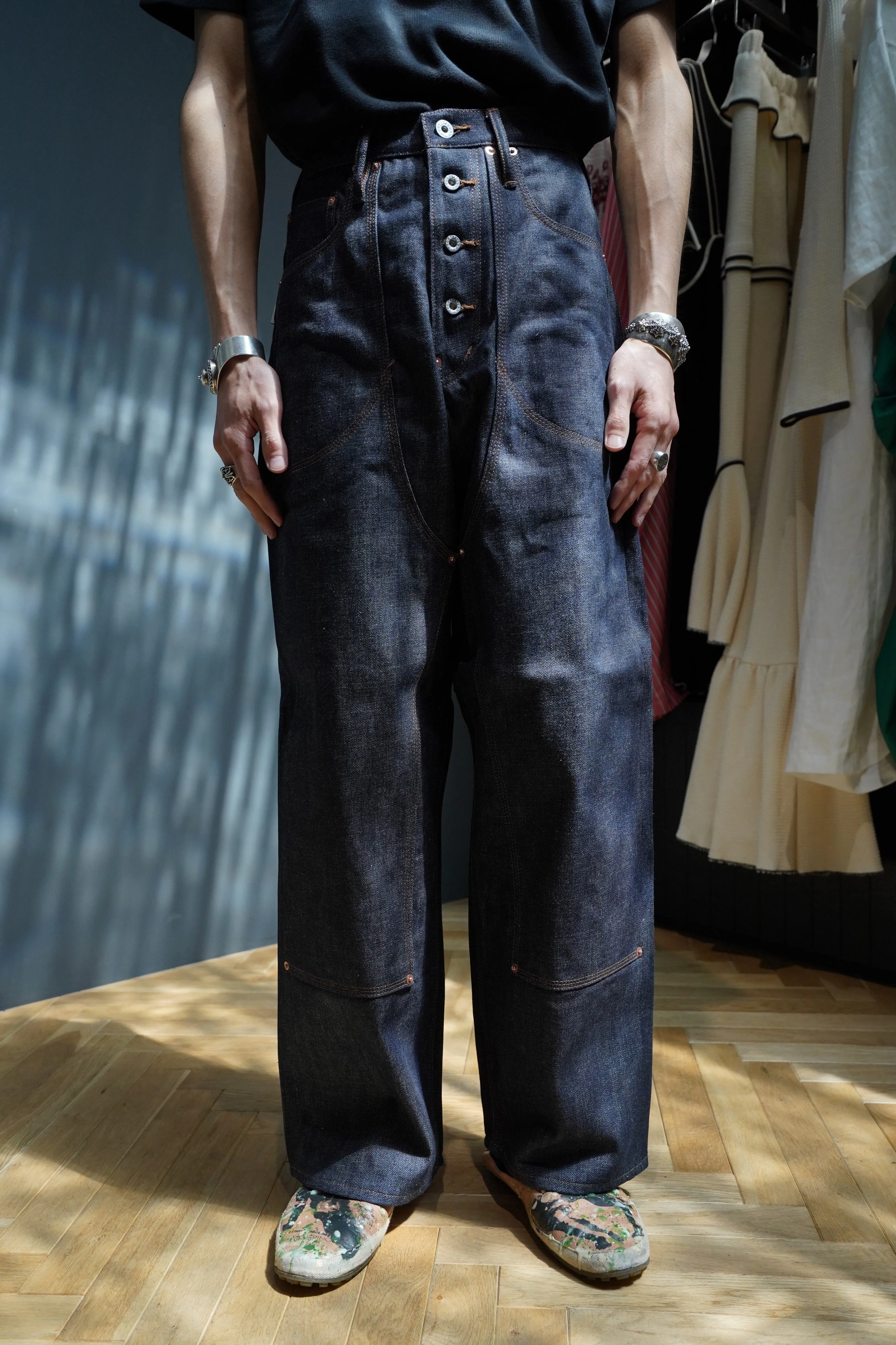 SUGARHILL DOUBLE KNEE DENIM PANTS PRODUCTED BY UNUSED