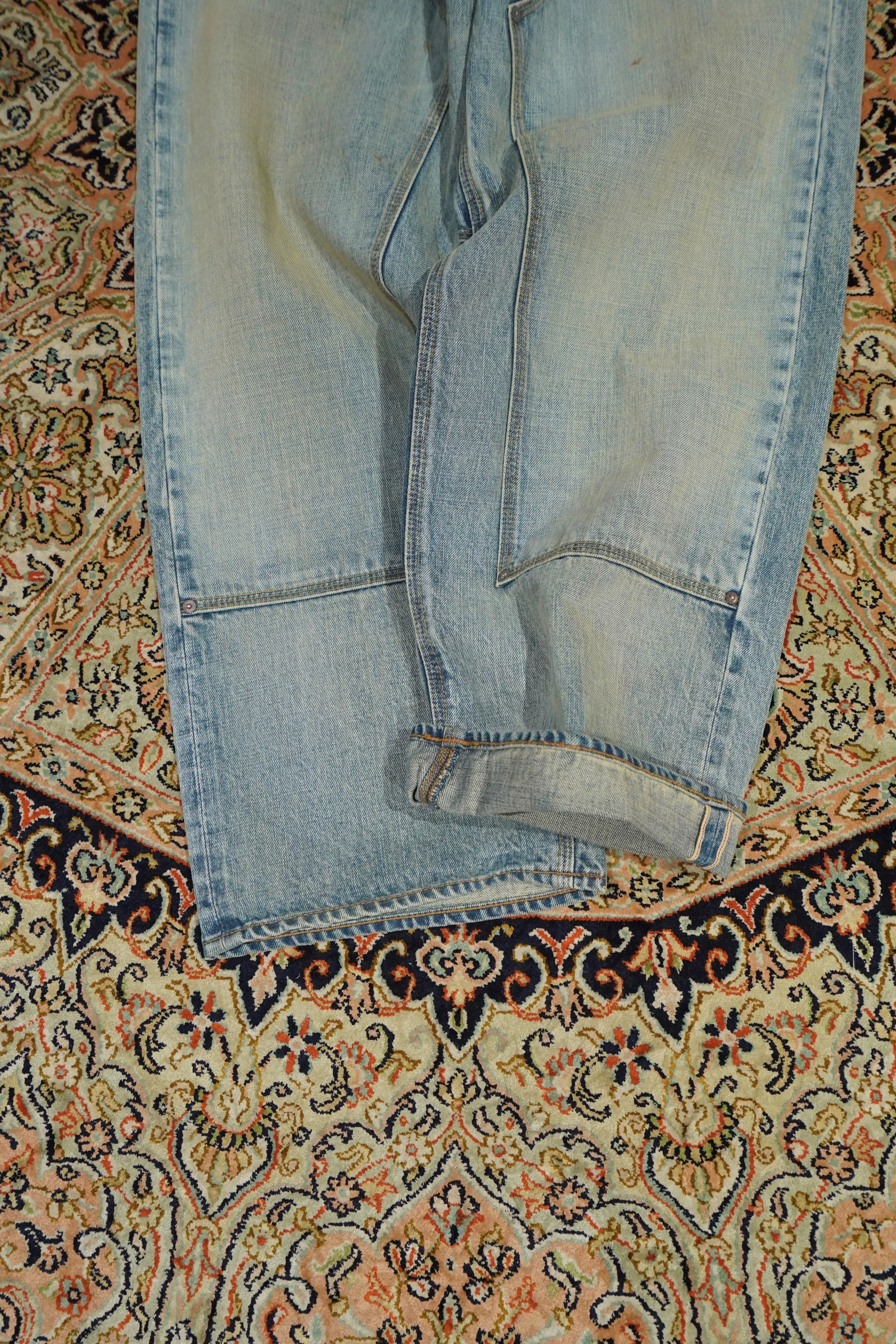 SUGARHILL FADED DOUBLE KNEE DENIM PANTS (FADE INDIGO)