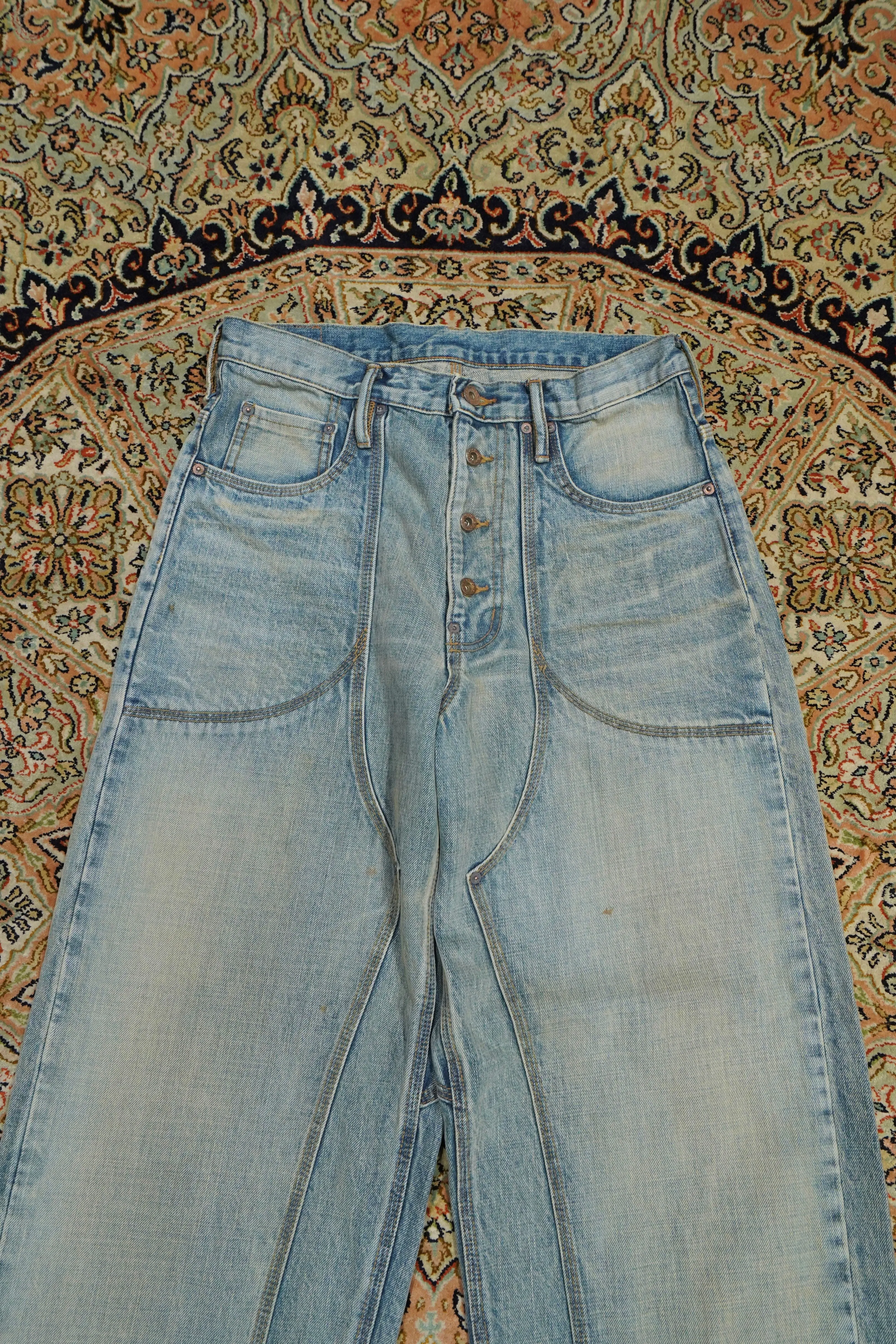 SUGARHILL FADED DOUBLE KNEE DENIM PANTS (FADE INDIGO)