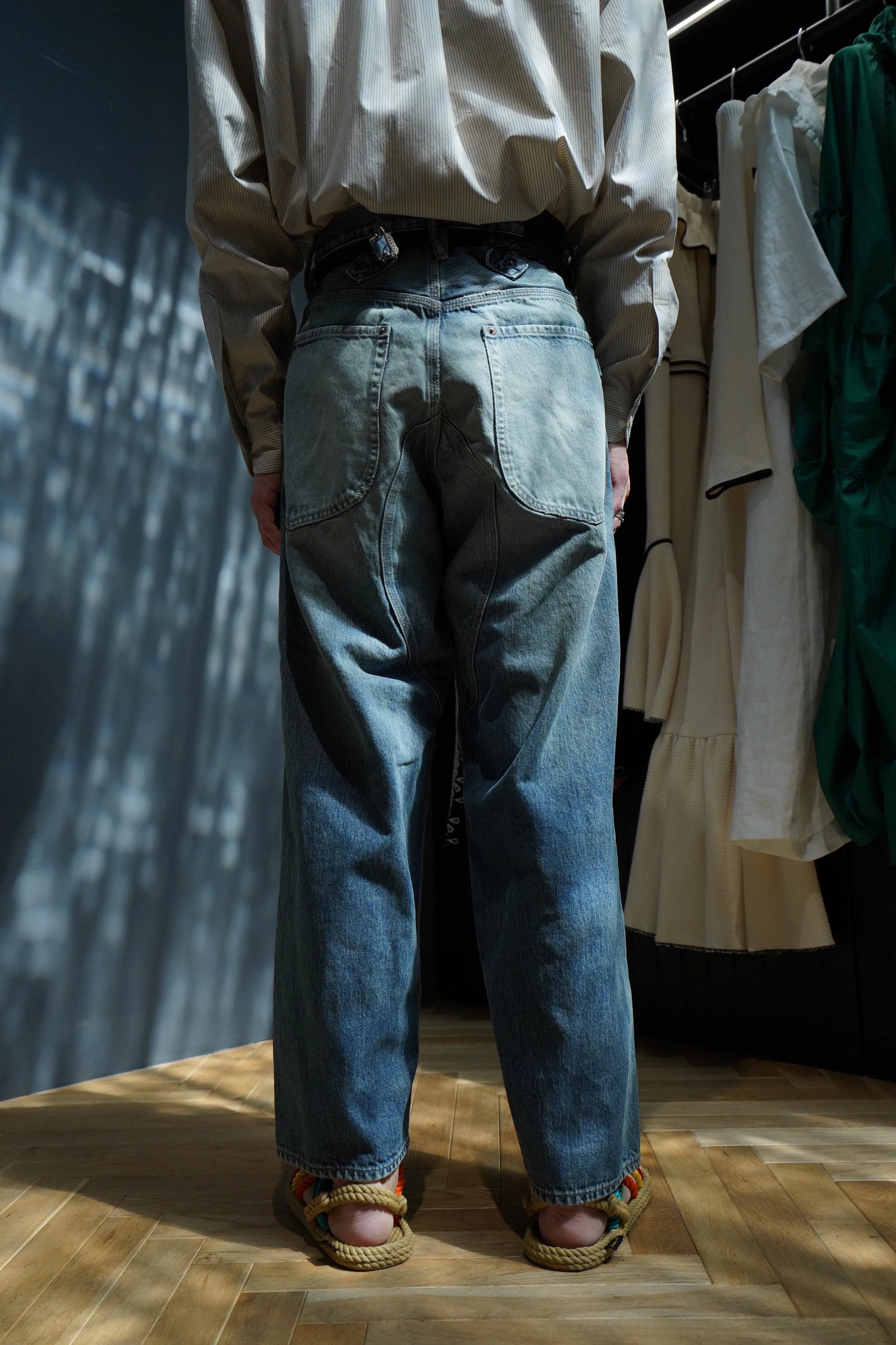 SUGARHILL FADED DOUBLE KNEE DENIM PANTS PRODUCTED BY UNUSED