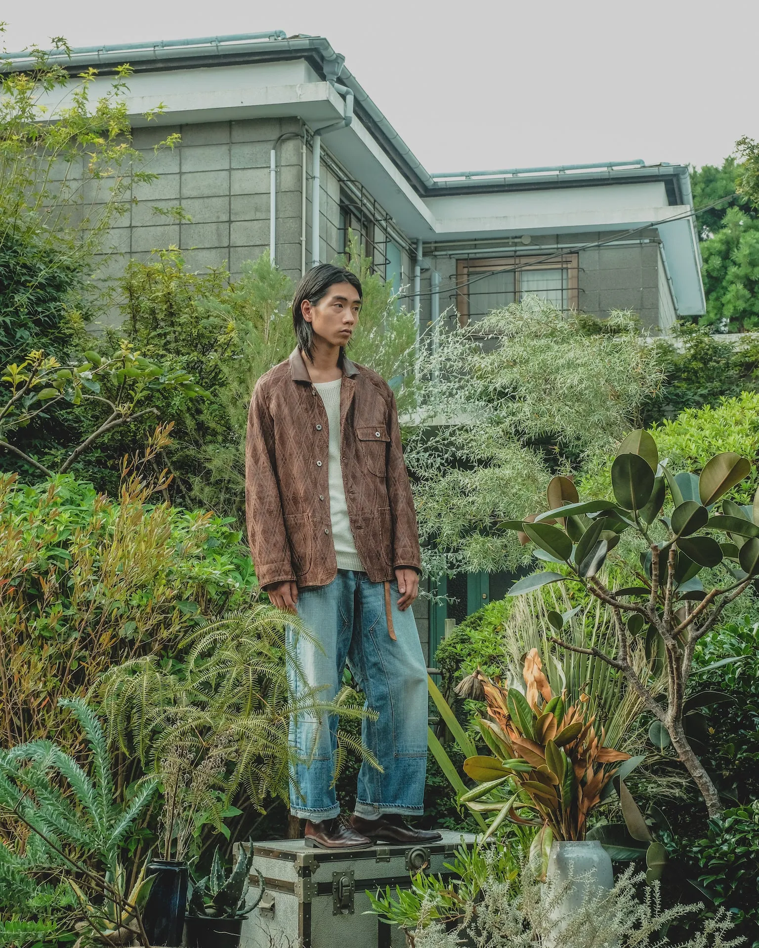 SUGARHILL FADED DOUBLE KNEE DENIM PANTS