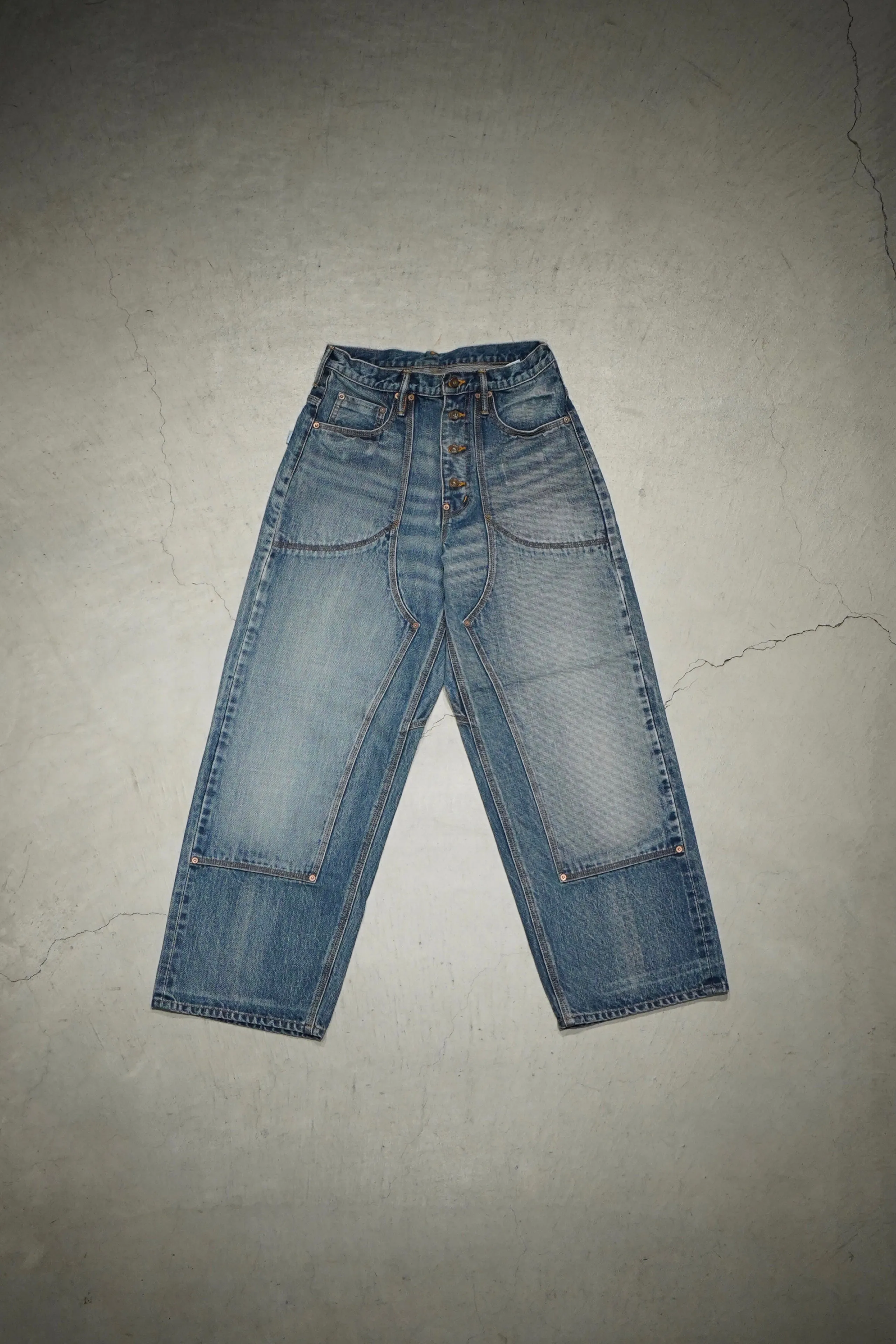 SUGARHILL FADED DOUBLE KNEE DENIM PANTS